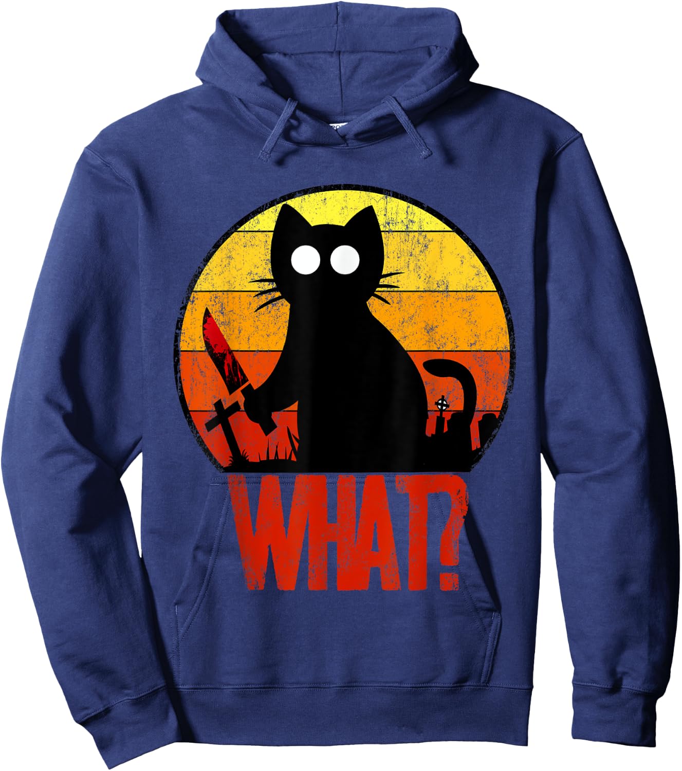 Murderous Black Psycho Cute Cat What Knife Christmas Gift Women Hoodie - Hoodie | Navy