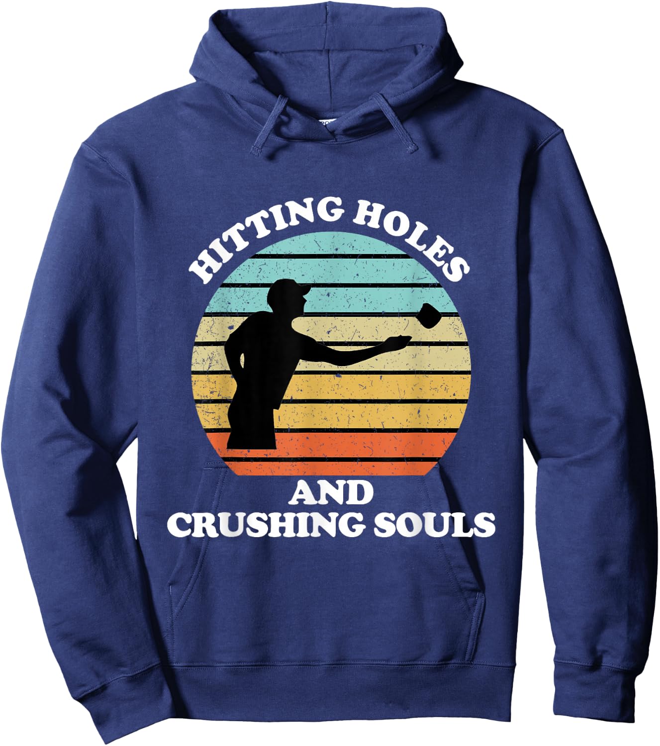 Hitting Holes and Crushing Souls Funny Cornhole Hoodie - Hoodie | Navy