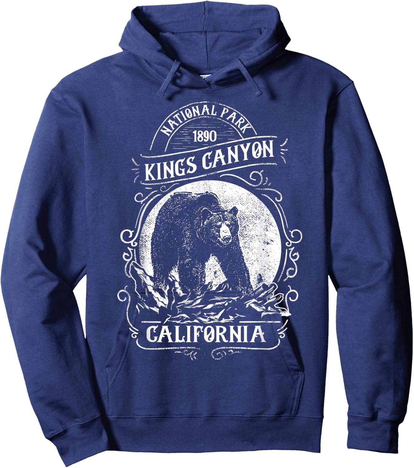 Vintage Kings Canyon National Park Retro Bear California Hoodie - Hoodie | Navy