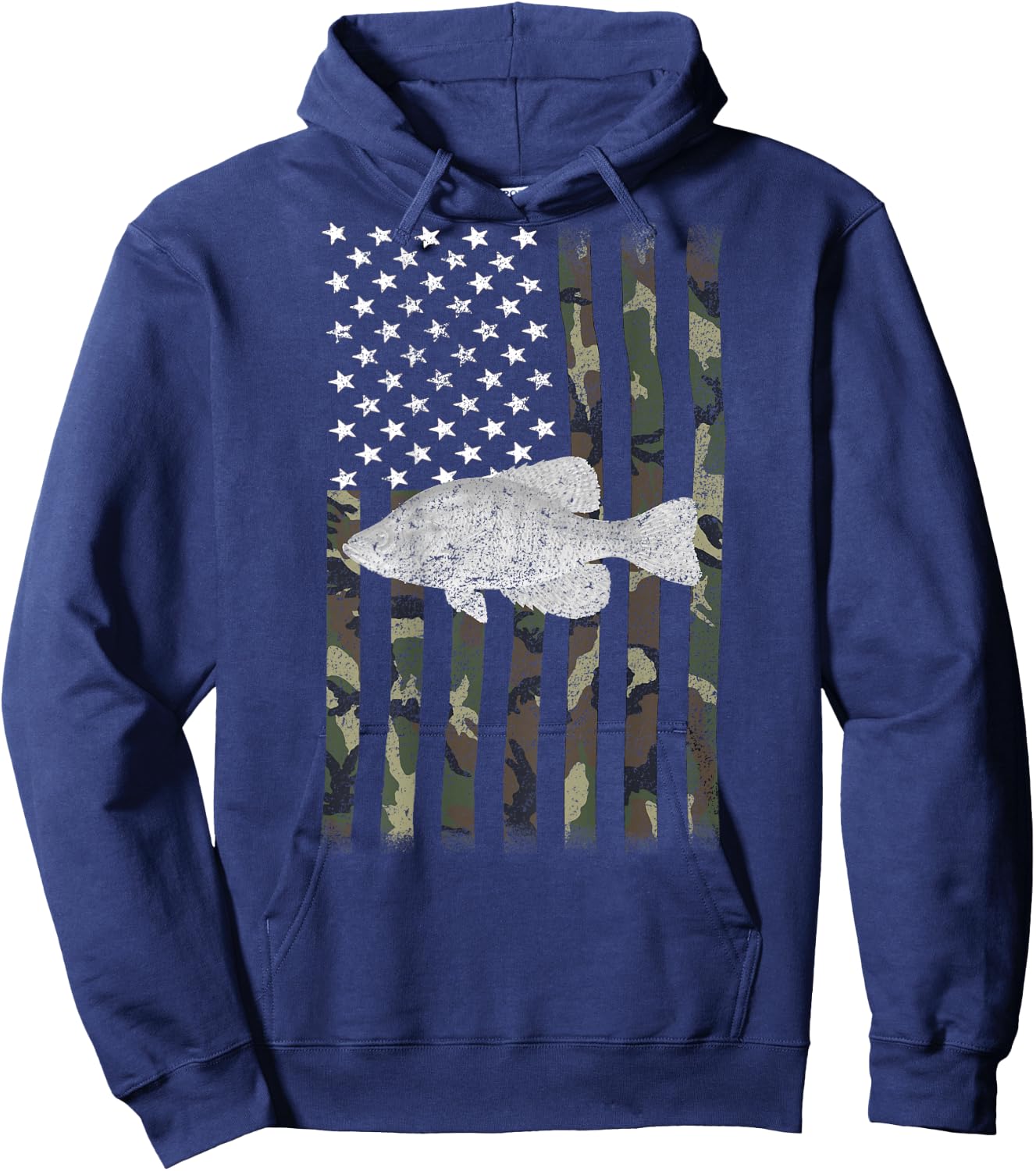 Crappie Fishing Camo Flag (on Back) Hoodie - Hoodie | Navy