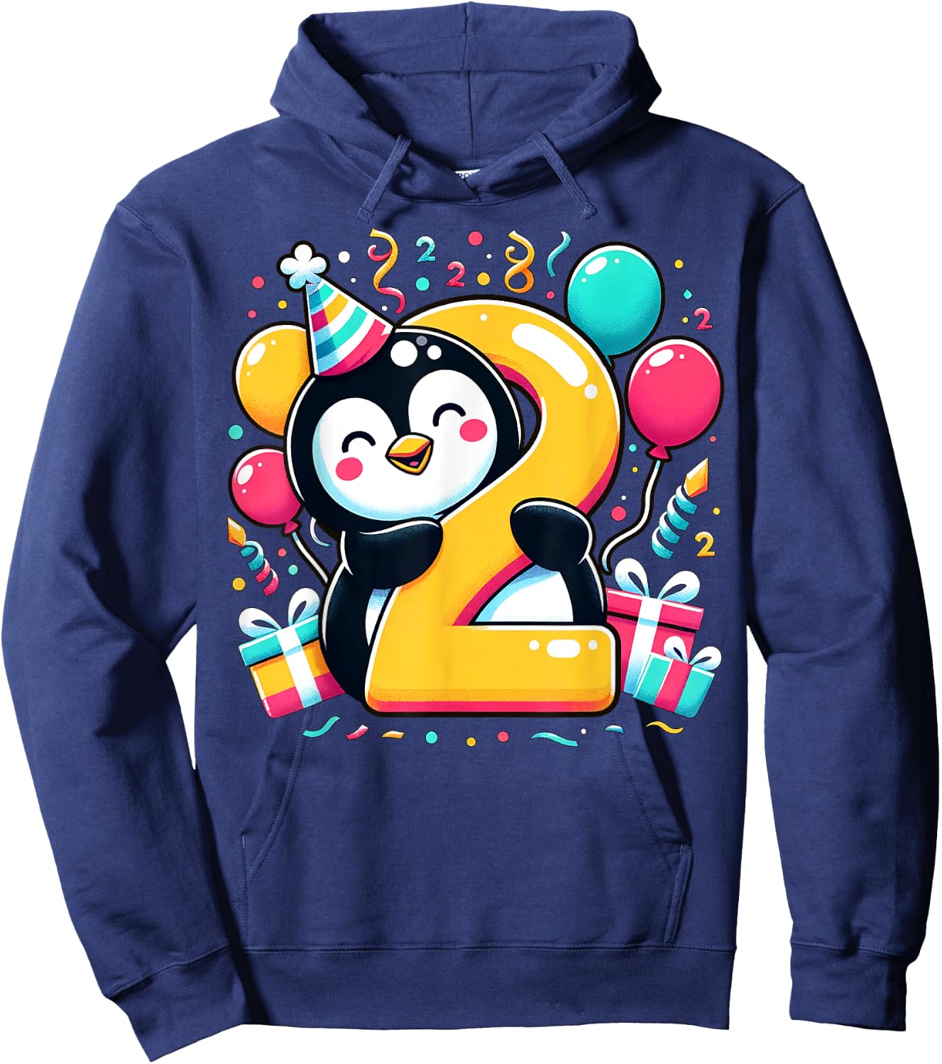 Penguin 2nd birthday boy girl 2 years old second two Penguin Hoodie - Hoodie | Navy