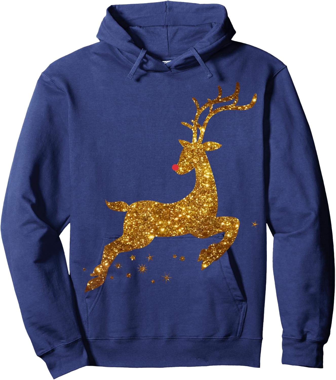 Christmas Reindeer Cute gold faux Hoodie - Hoodie | Navy