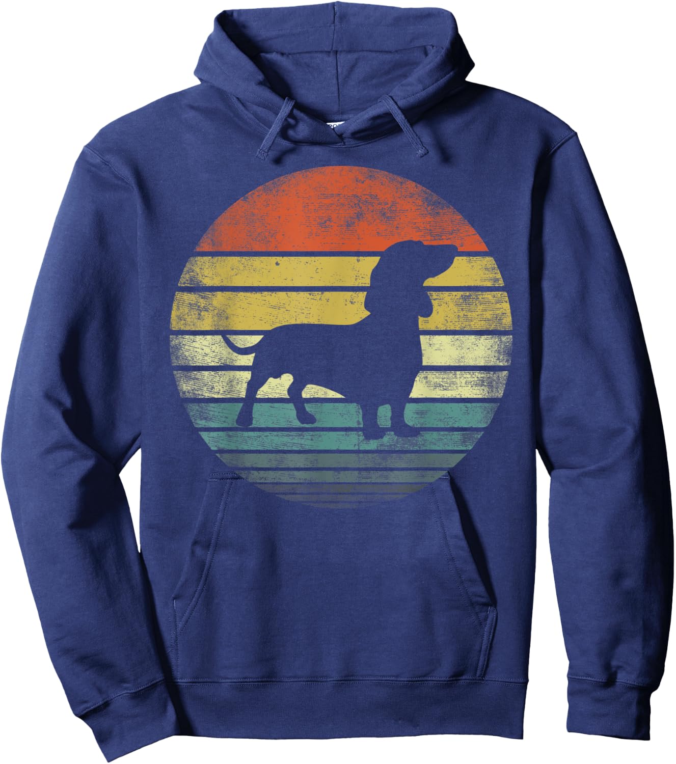 Dachshund Lover Owner Gifts Retro Sunset Dog Silhouette Dad Hoodie - Hoodie | Navy