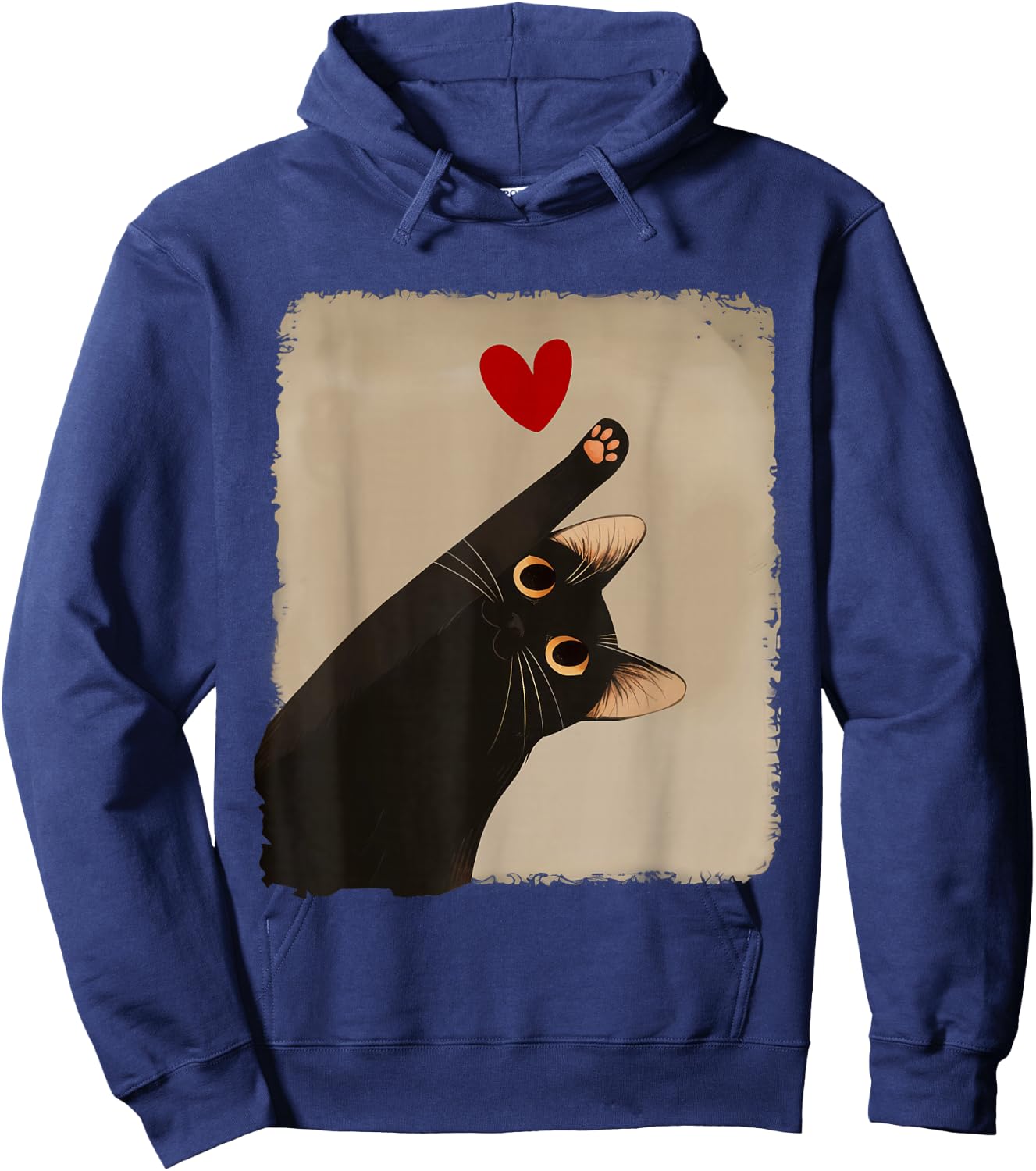 Kawaii Black Cat Heart Japanese Anime Cute Cat Heart Girls Hoodie - Hoodie | Navy