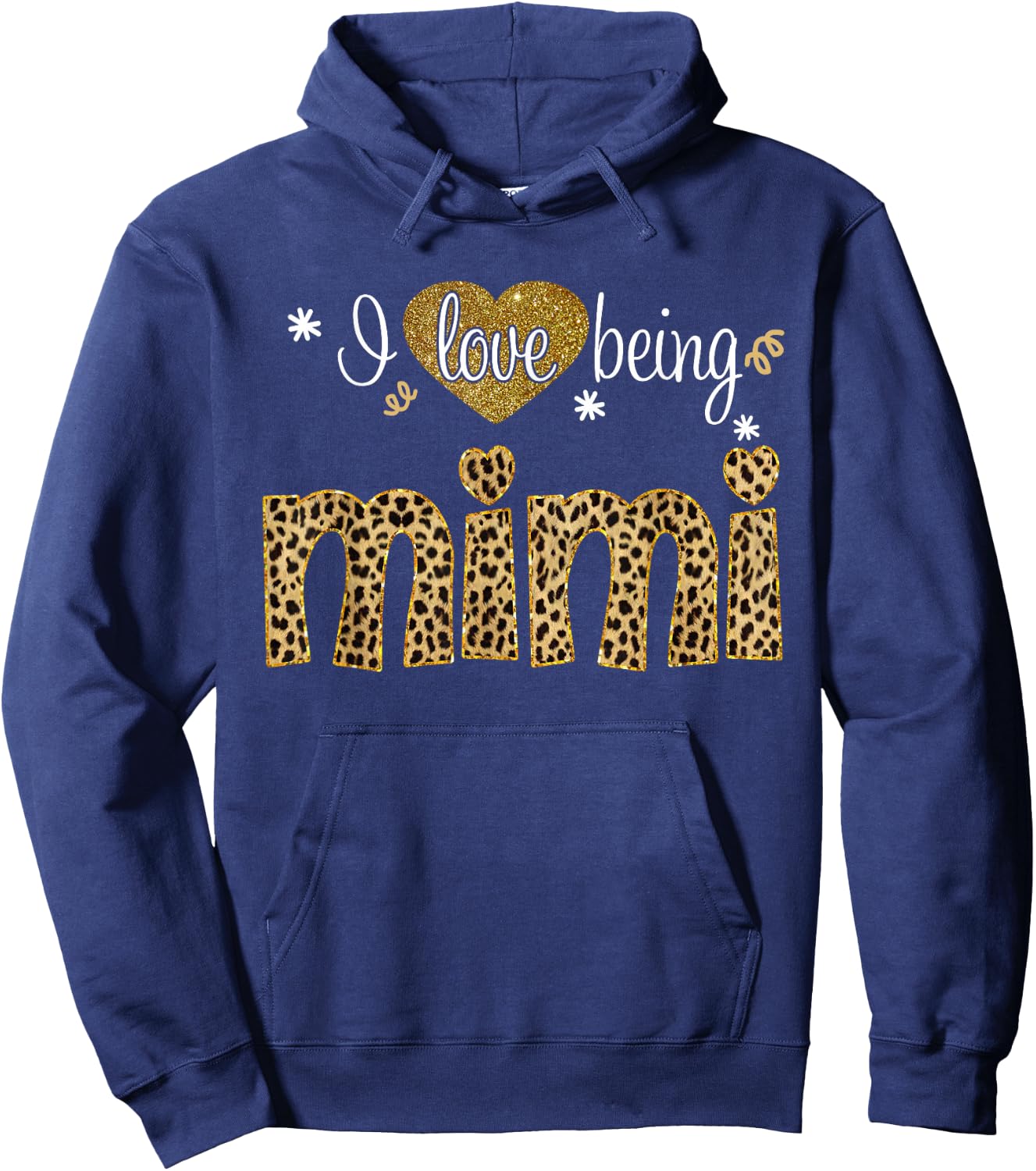 I Love Being Mimi Leopard Plaid Xmas Mimi gifts For Grandma Hoodie - Hoodie | Navy