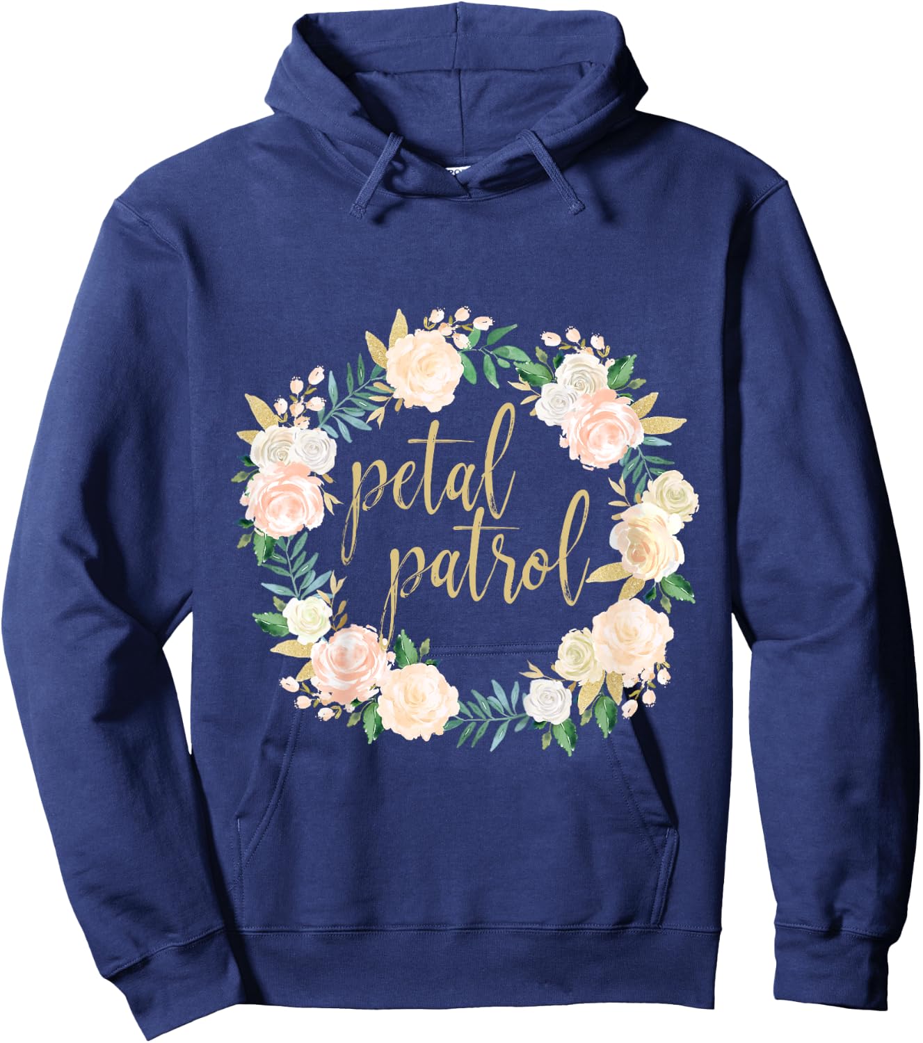 Petal Patrol Flower Girl Pink Blush Floral Hoodie - Hoodie | Navy