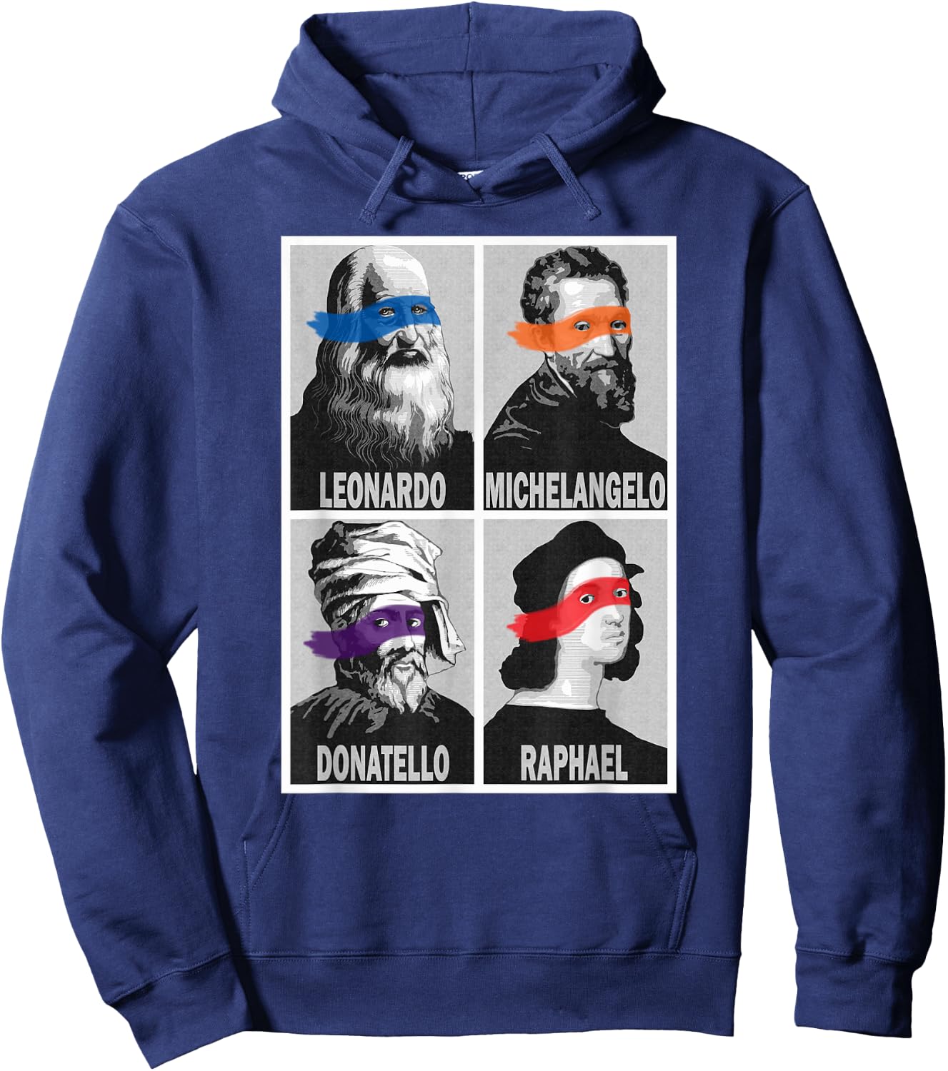 Renaissance Ninja Artists Poster Style Pop Art Hoodie - Hoodie | Navy
