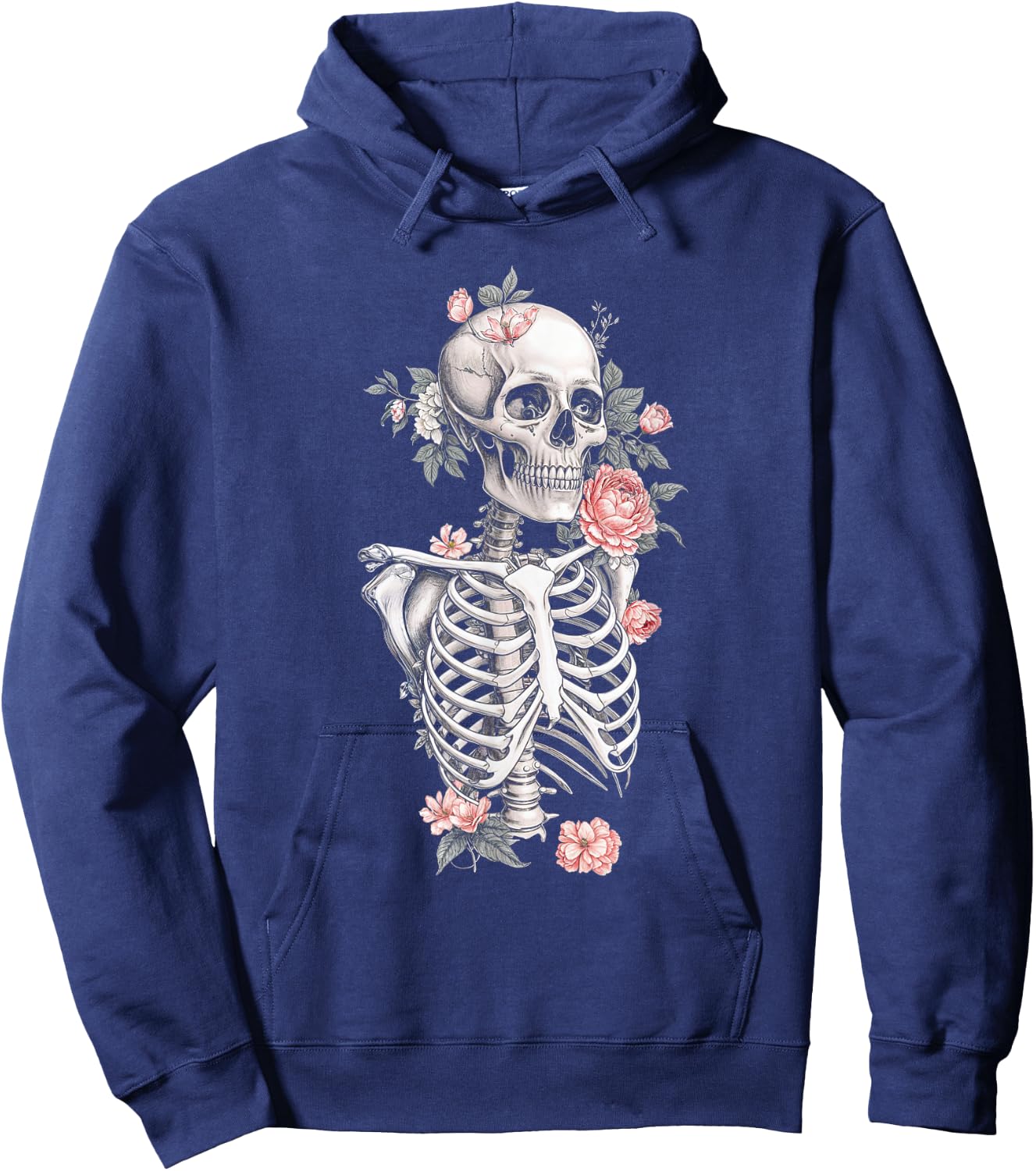 Floral Skeleton Flowers Goth Aesthetic Hoodie - Hoodie | Navy