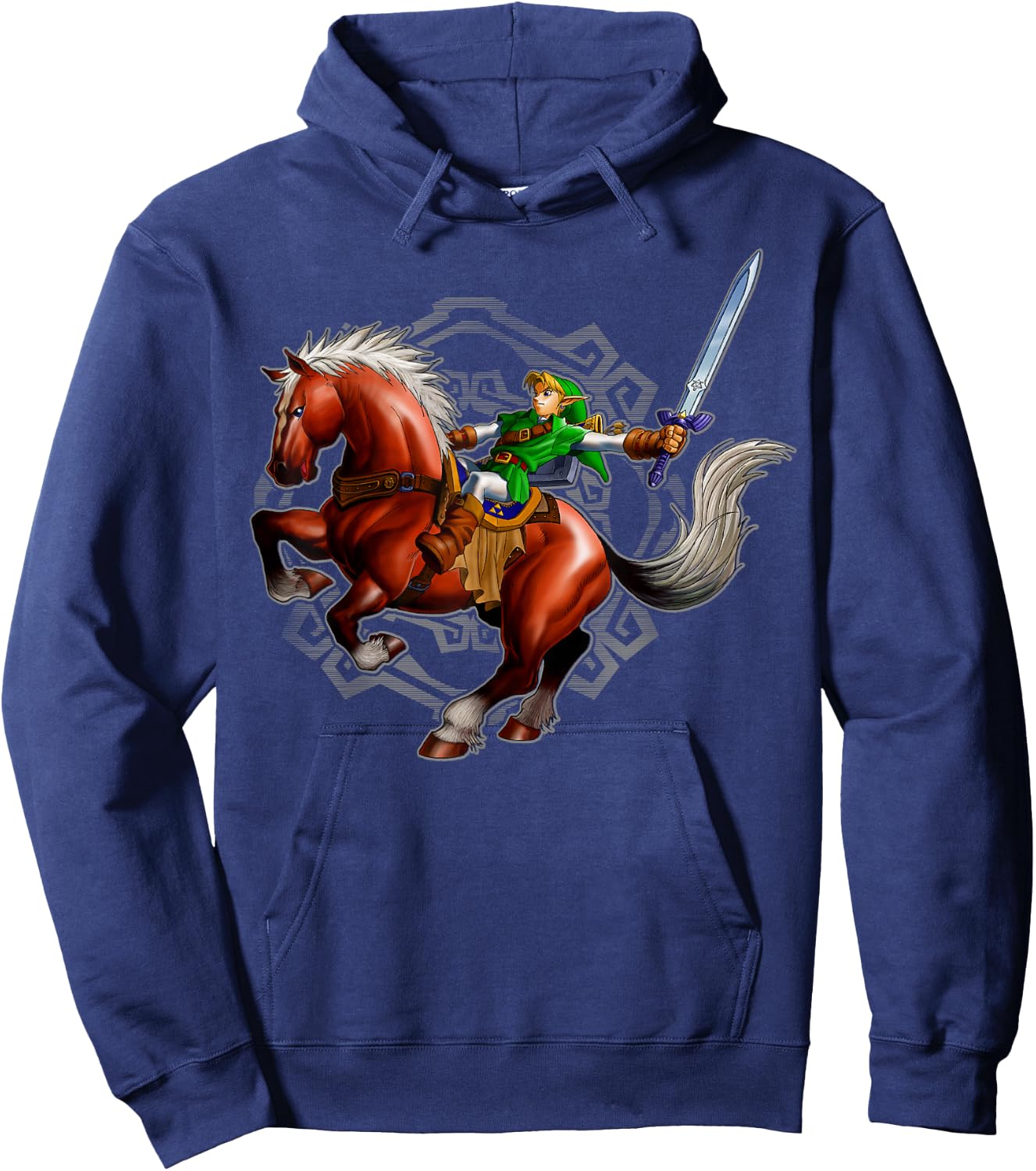 Nintendo Legend of Zelda Link On A Horse Portrait Hoodie - Hoodie | Navy
