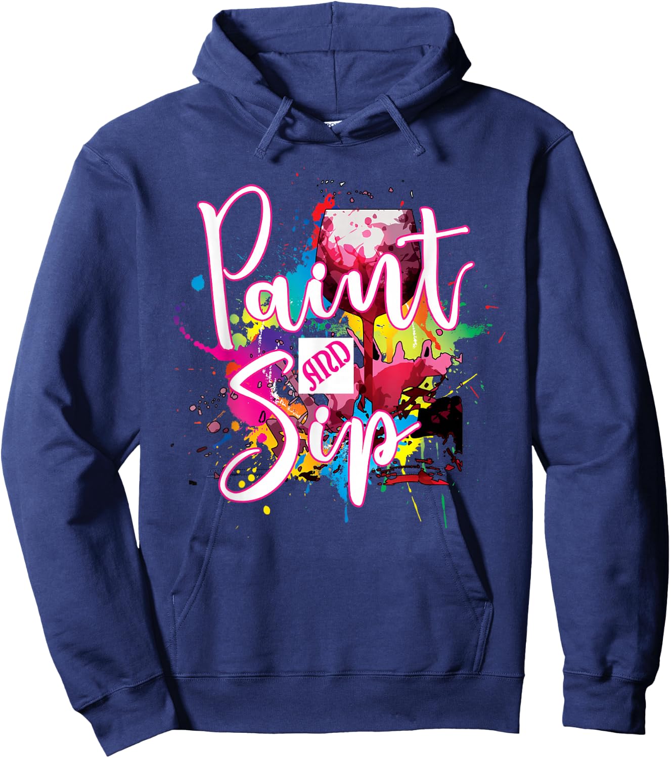 Paint and Sip Party Art Night Wine Canvas Novelty Apparel Hoodie - Hoodie | Navy