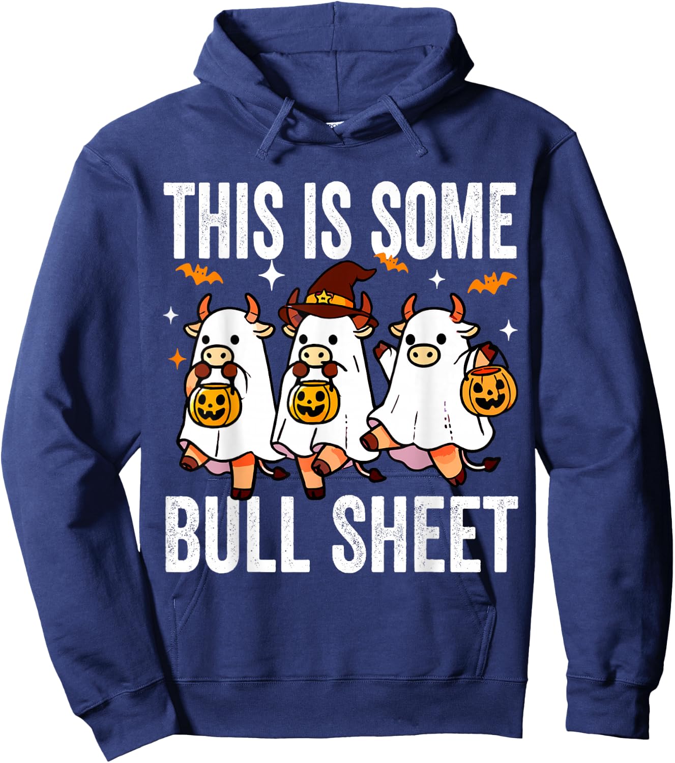 This is Some Bull Sheet Funny Halloween Cow Ghost Kid Outfit Hoodie - Hoodie | Navy