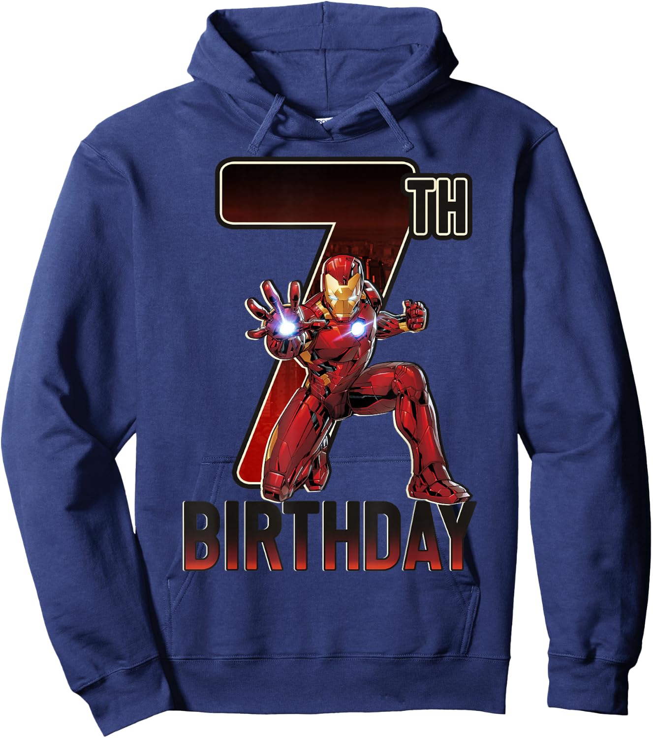 Marvel Iron Man 7th Birthday Action Pose Graphic Hoodie - Hoodie | Navy