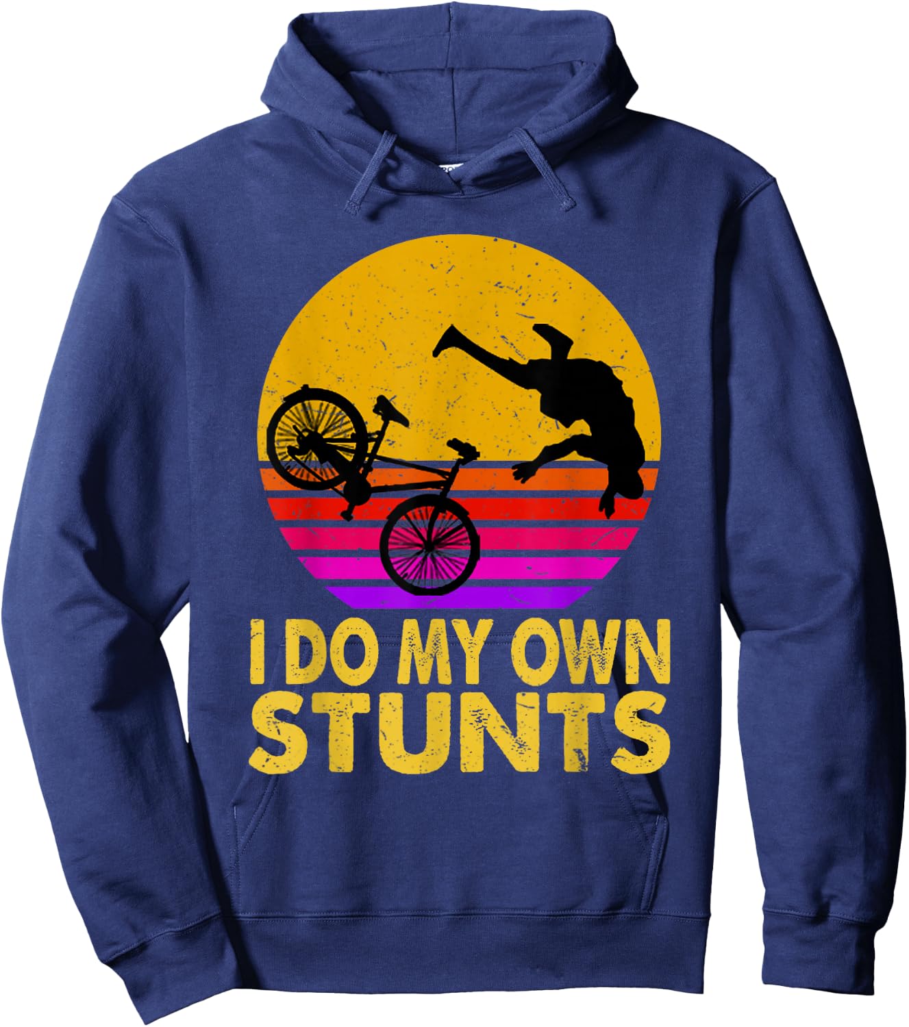 I Do My Own Stunts Mountain Bike MTB Get Well Soon Gift Hoodie - Hoodie | Navy
