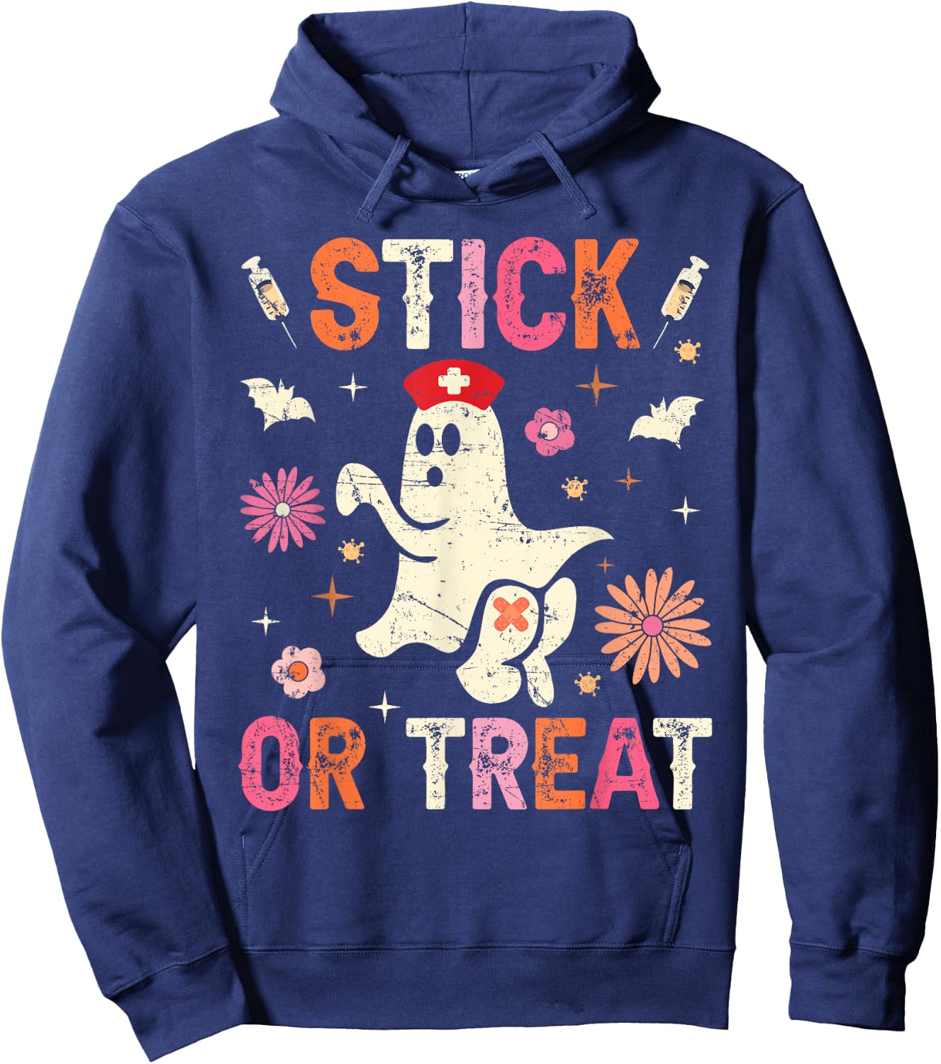 Stick Or Treat Halloween Ghost Nurse Halloween Phlebotomy Hoodie - Hoodie | Navy