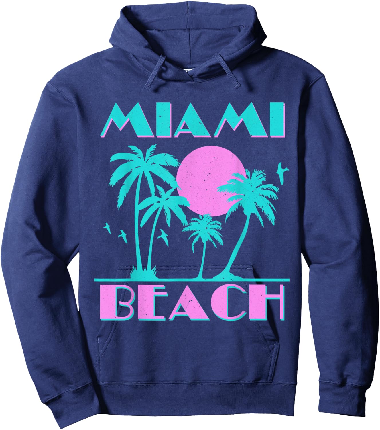 Retro Miami Beach 70s 80s Style Vintage Men Women Hoodie - Hoodie | Navy