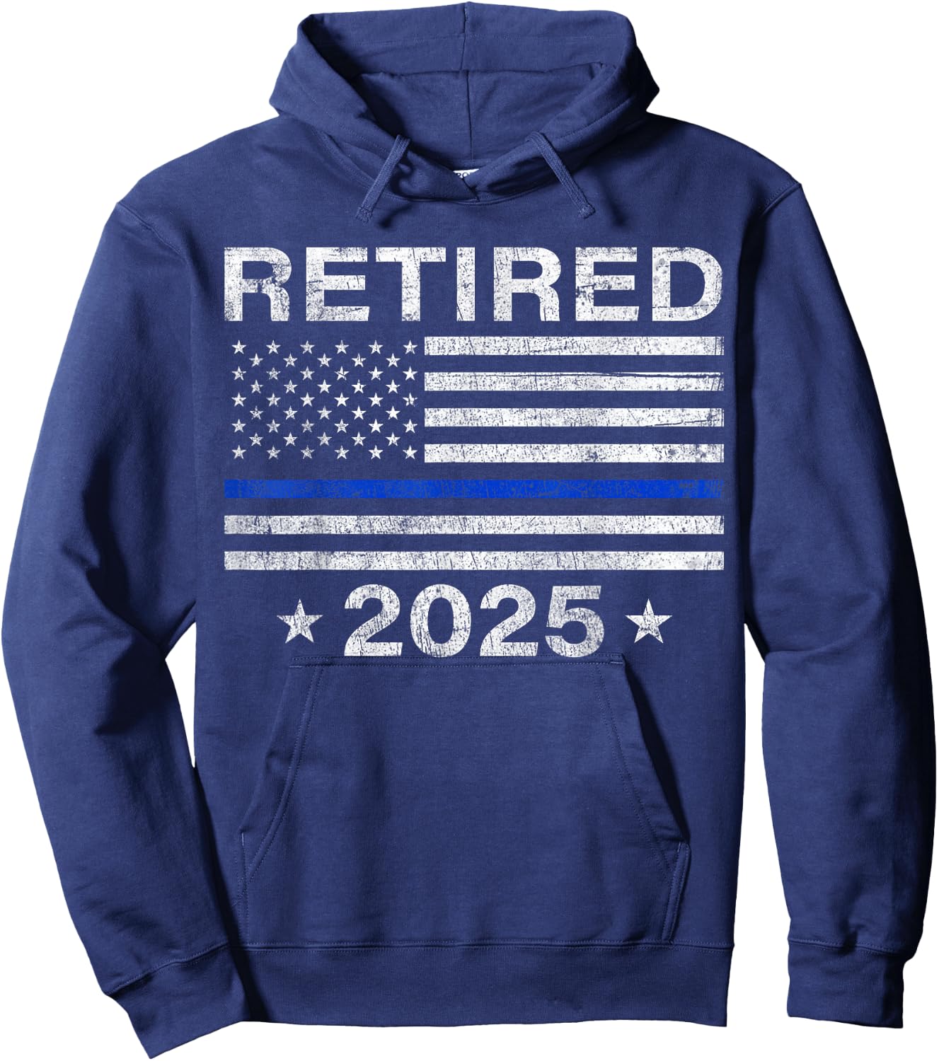 Retired 2025 Thin Blue Line US Flag Police Retirement Gifts Hoodie - Hoodie | Navy