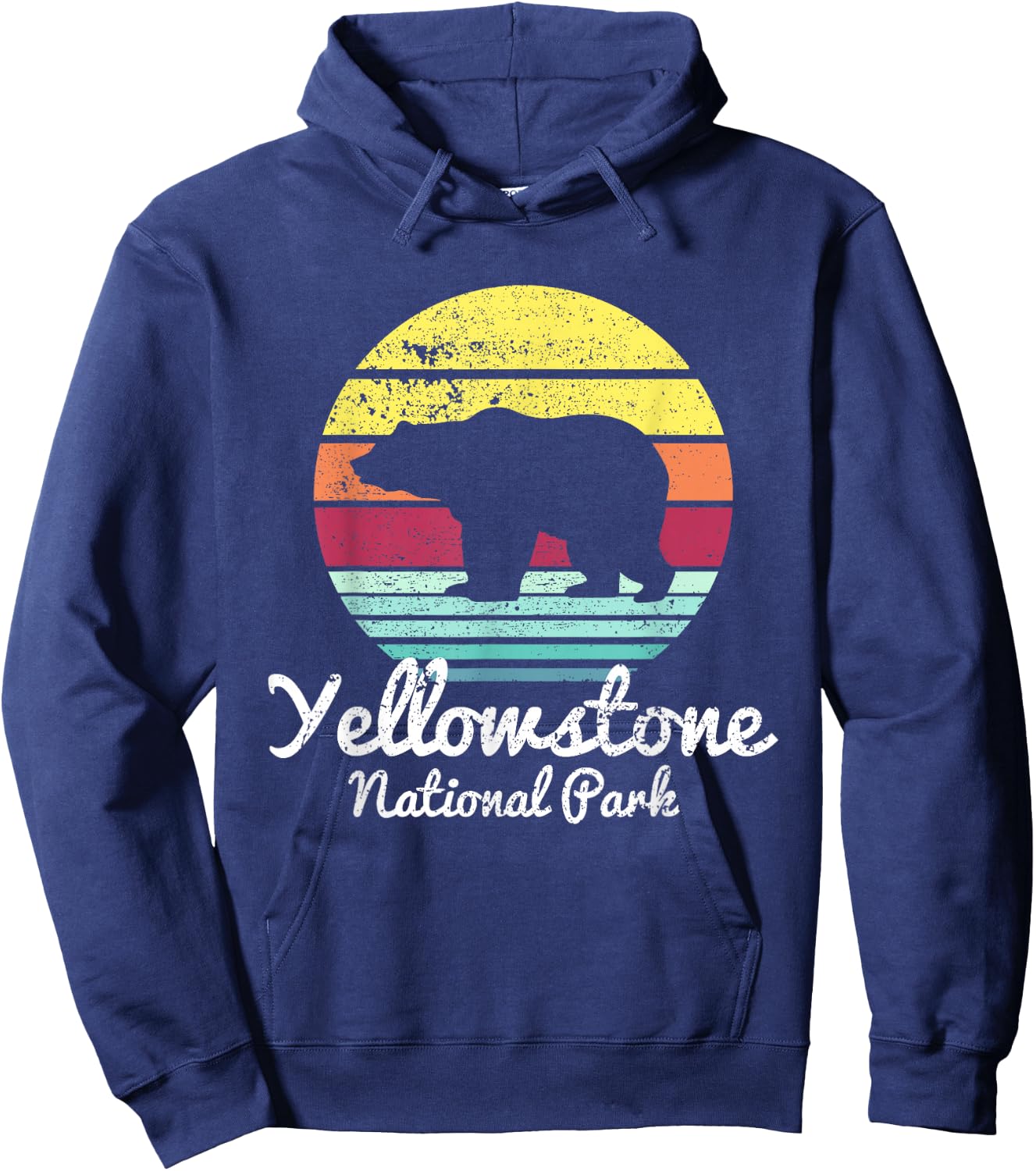 Vintage Retro Yellowstone National Park Wyoming Bear T Shirt Hoodie - Hoodie | Navy