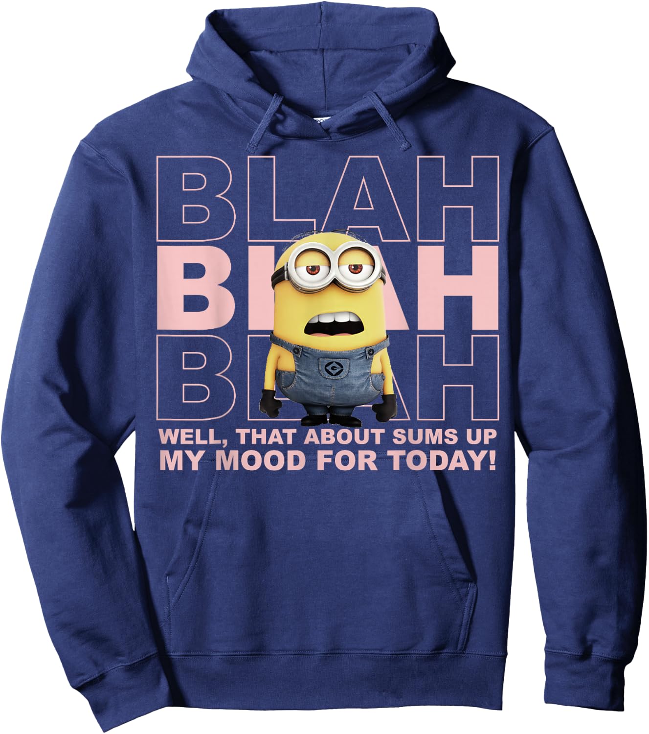 Despicable Me Minions Blah Sums Up My Mood Graphic Hoodie - Hoodie | Navy