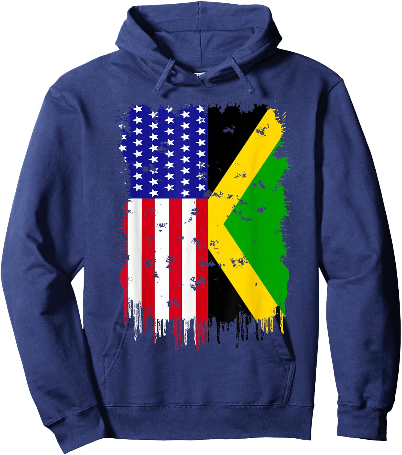 Jamaica America Flag Jamaican Roots American Grown USA Hoodie - Hoodie | Navy