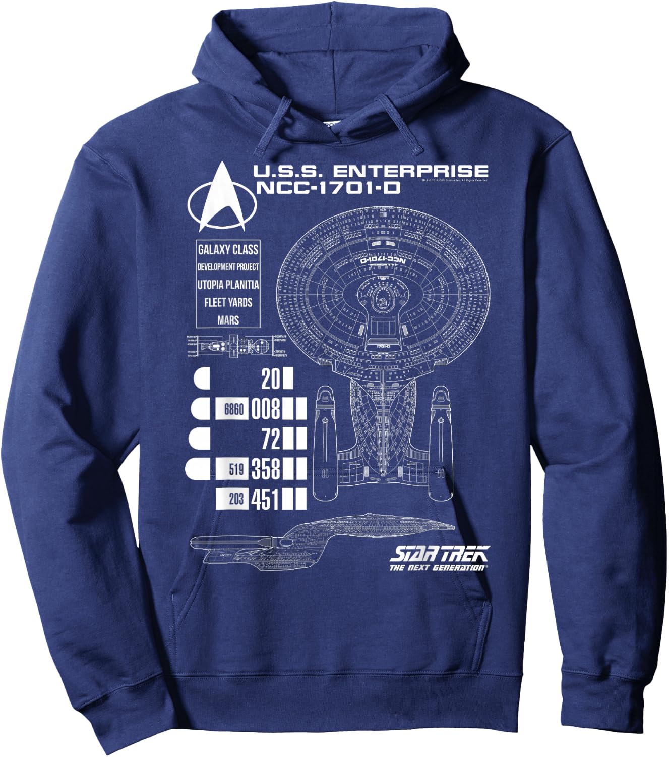 Star Trek: The Next Generation U.S.S. Enterprise Chart Hoodie - Hoodie | Navy