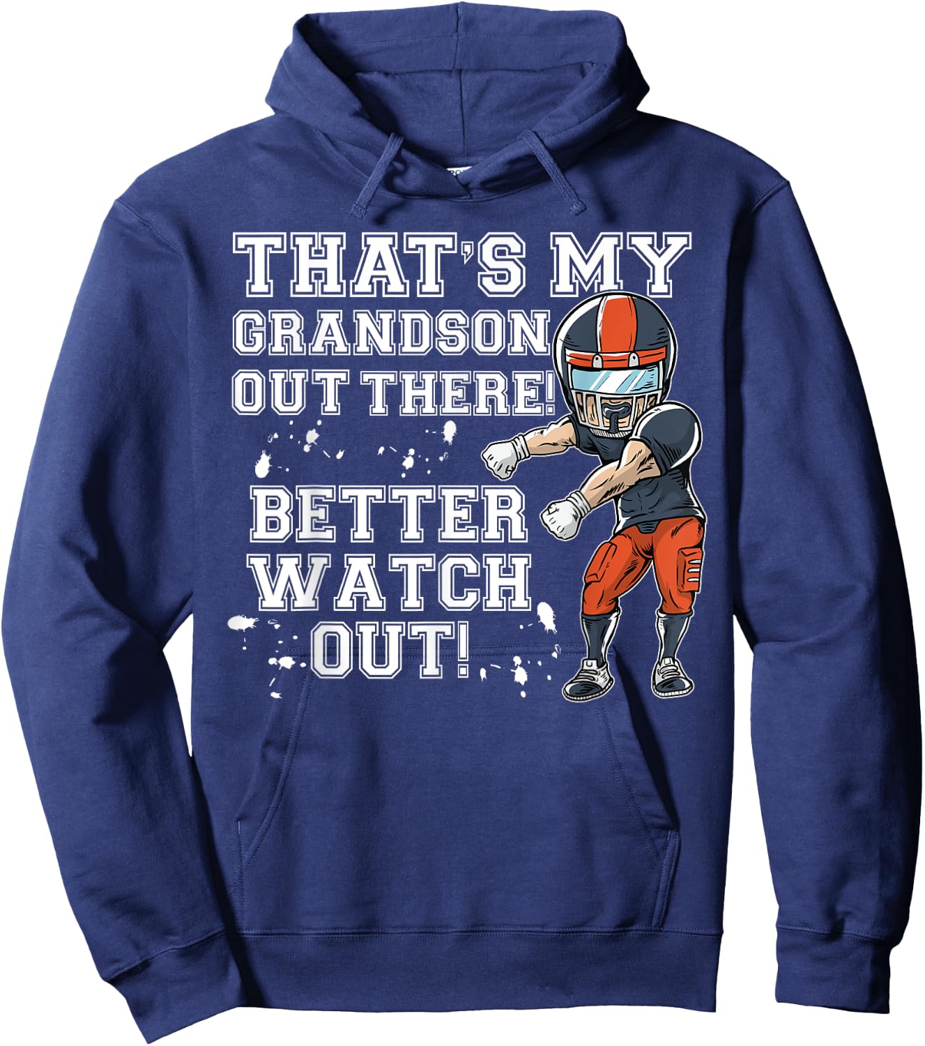 That's My Grandson Out There Orange Football Grandma Hoodie - Hoodie | Navy
