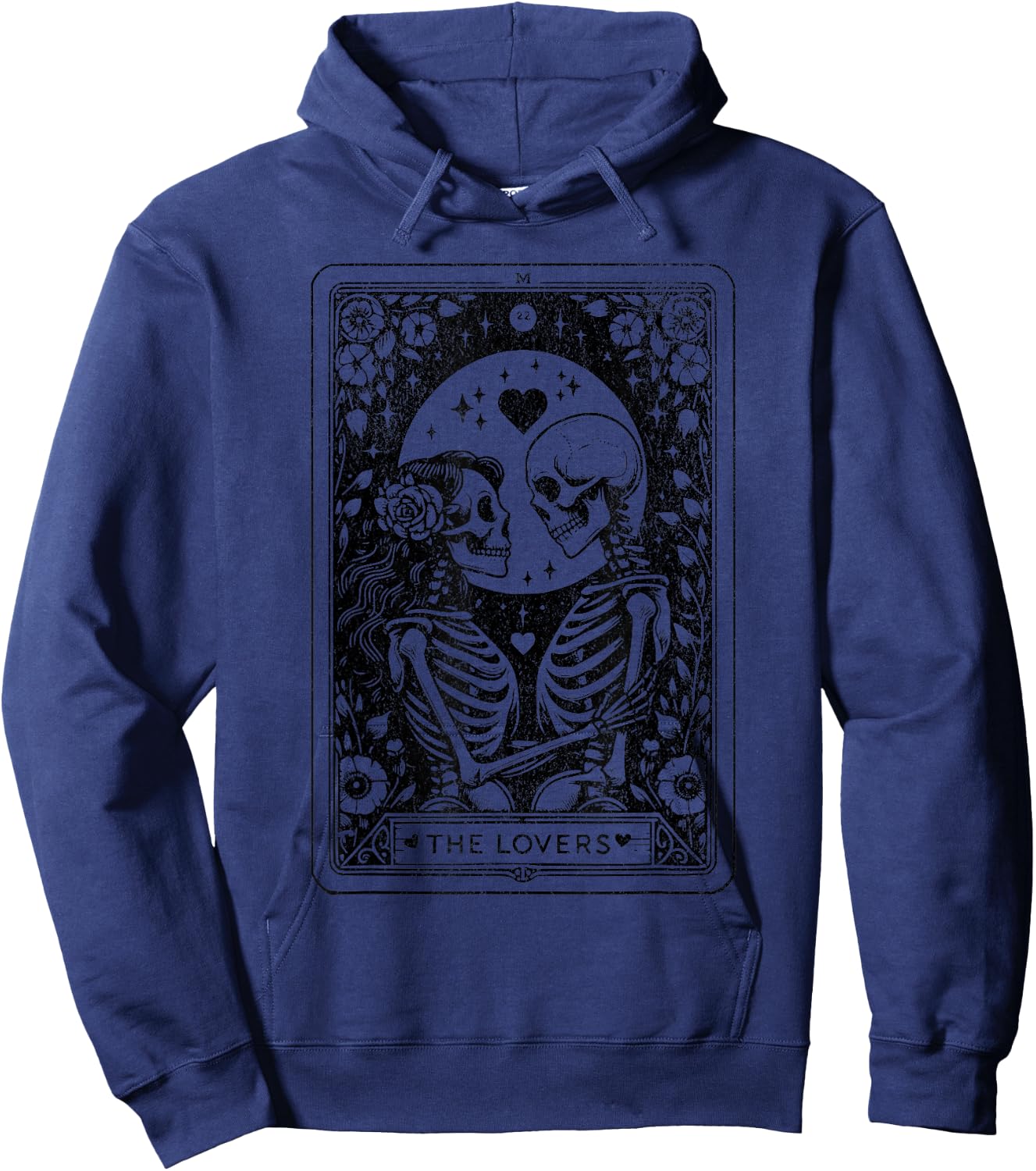 The Lovers Tarot Cards Skeleton Men Women Tarot Card Hoodie - Hoodie | Navy