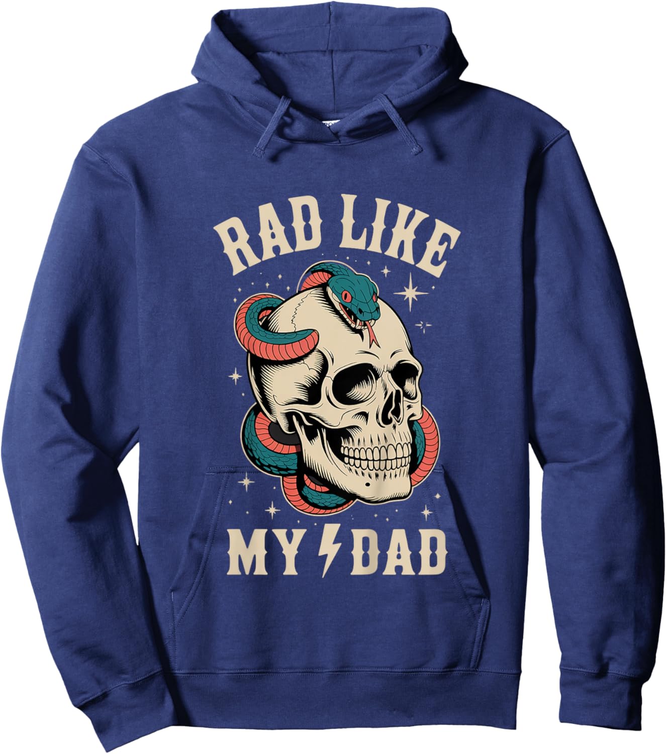 Kids Rad Like My Dad Skull Snake Retro Father's Day Hoodie - Hoodie | Navy