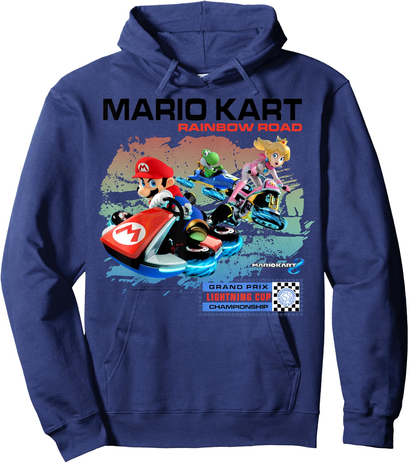 Nintendo Mario Kart Rainbow Road Watercolor Graphic Hoodie - Hoodie | Navy