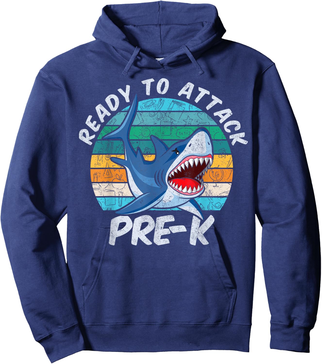 Ready To Attack Pre-K Shark First Day of Preschool Hoodie - Hoodie | Navy
