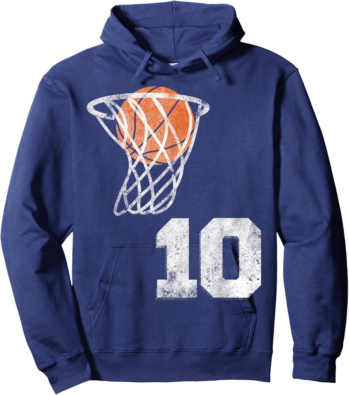 Vintage Basketball Jersey Number 10 Player Number Hoodie - Hoodie | Navy