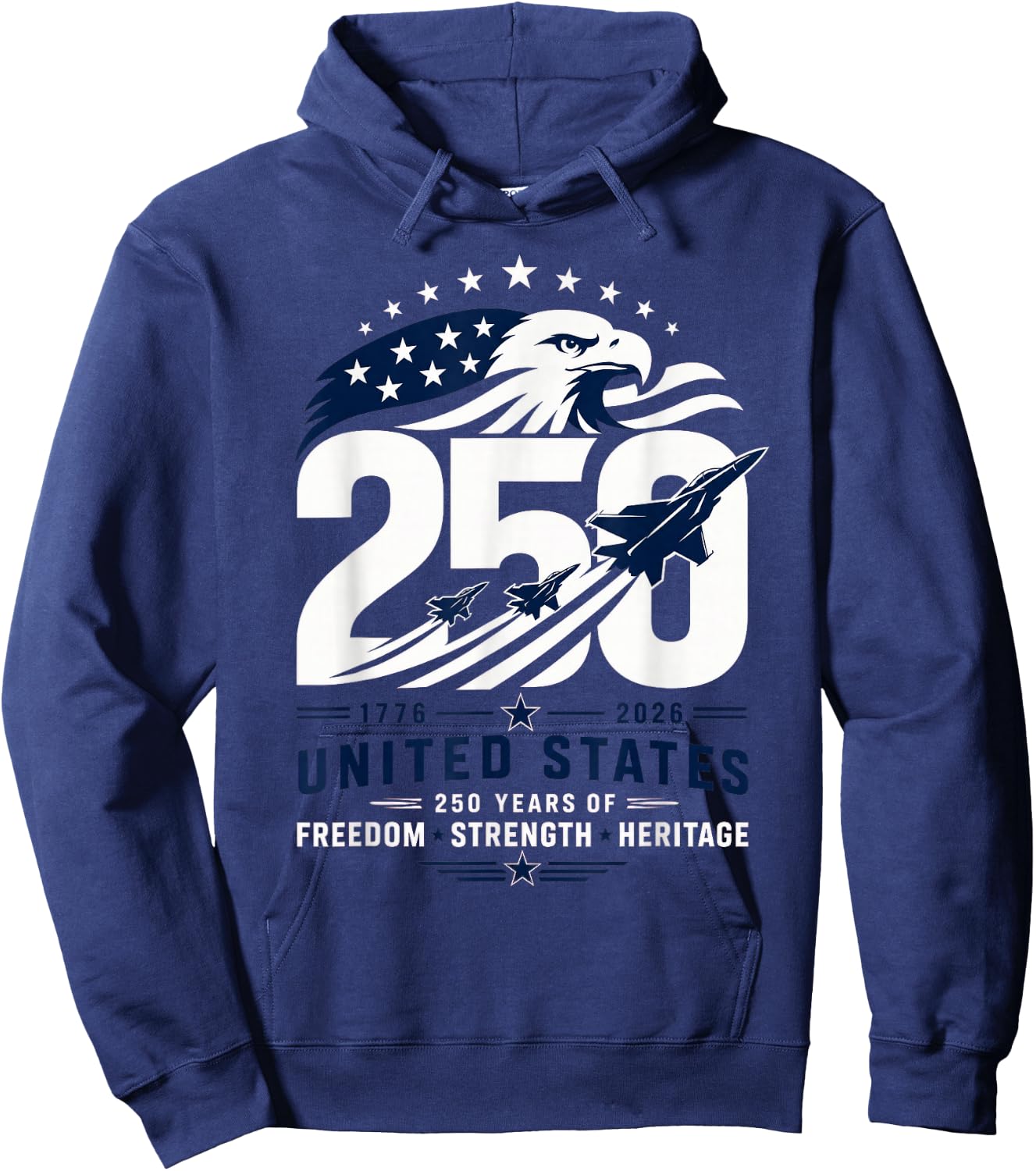 Patriotic Eagle 250th Anniversary USA 250 Years 4th of July Hoodie - Hoodie | Navy