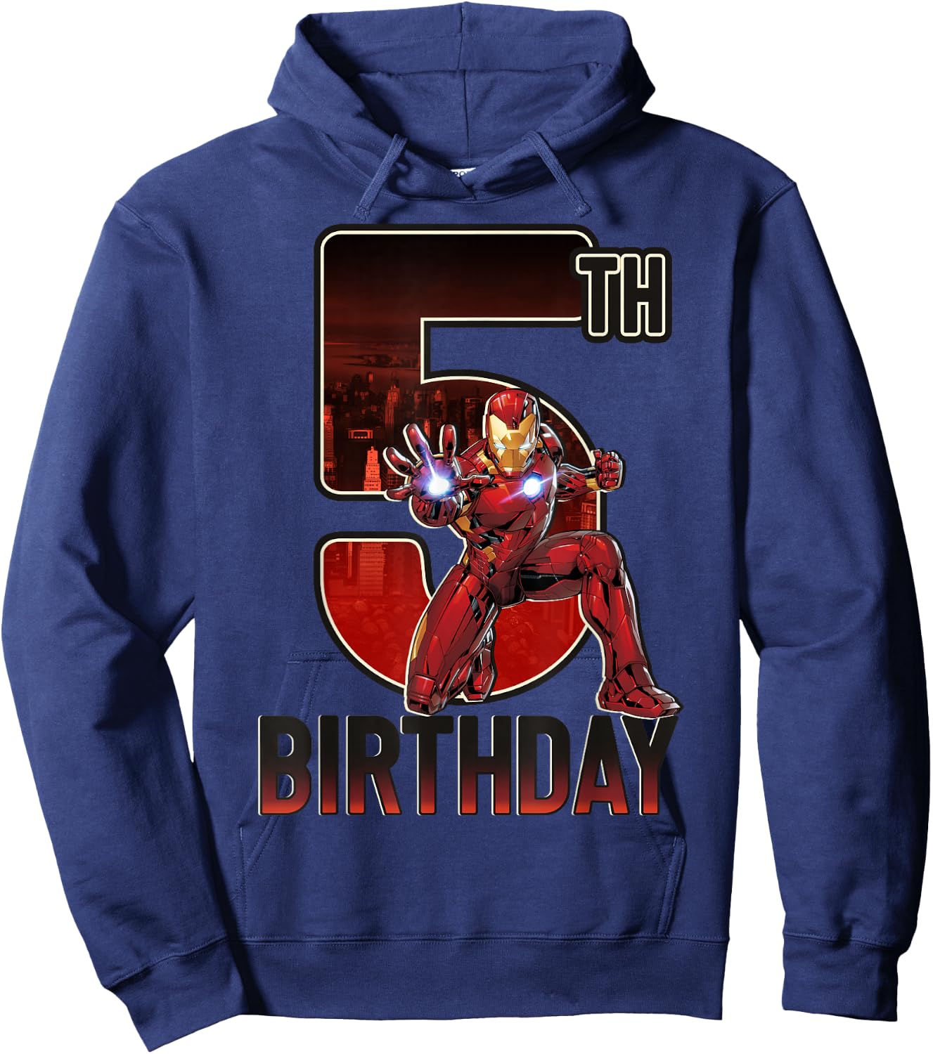 Marvel Iron Man 5th Birthday Action Pose Graphic Hoodie - Hoodie | Navy