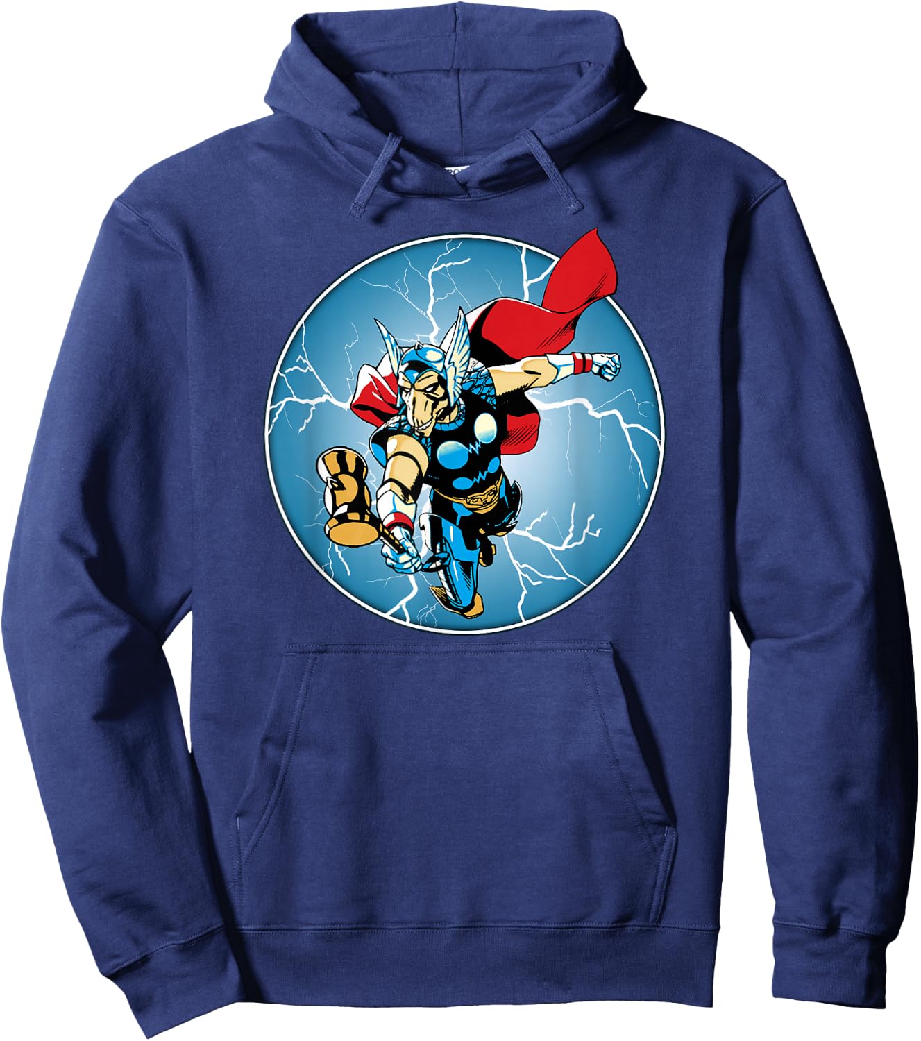 Marvel Beta Ray Bill Flying Hammer Lightning Badge Hoodie - Hoodie | Navy
