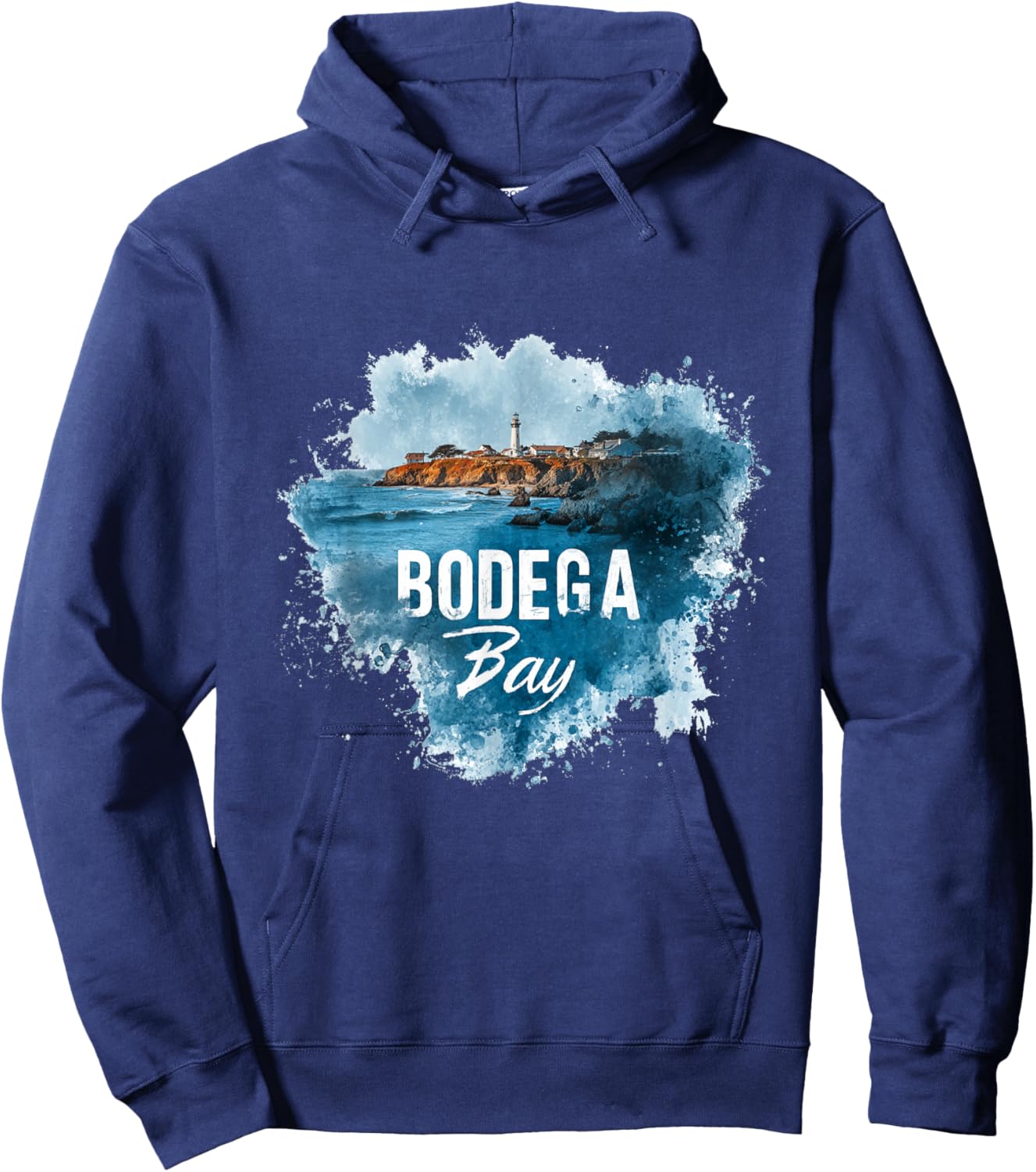 Bodega Bay California Vintage Retro Distressed Beach Hoodie - Hoodie | Navy