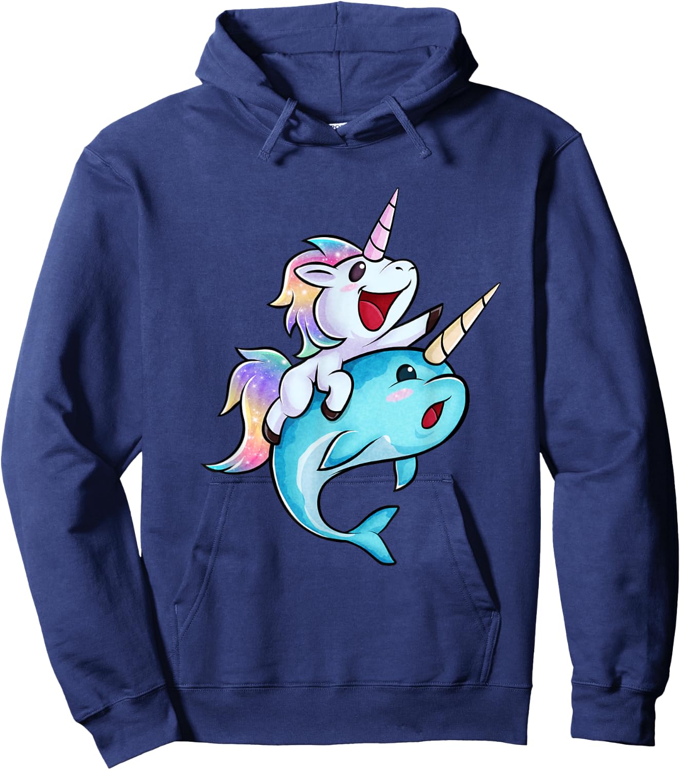 Unicorn Riding A Narwhal Hoodie - Hoodie | Navy