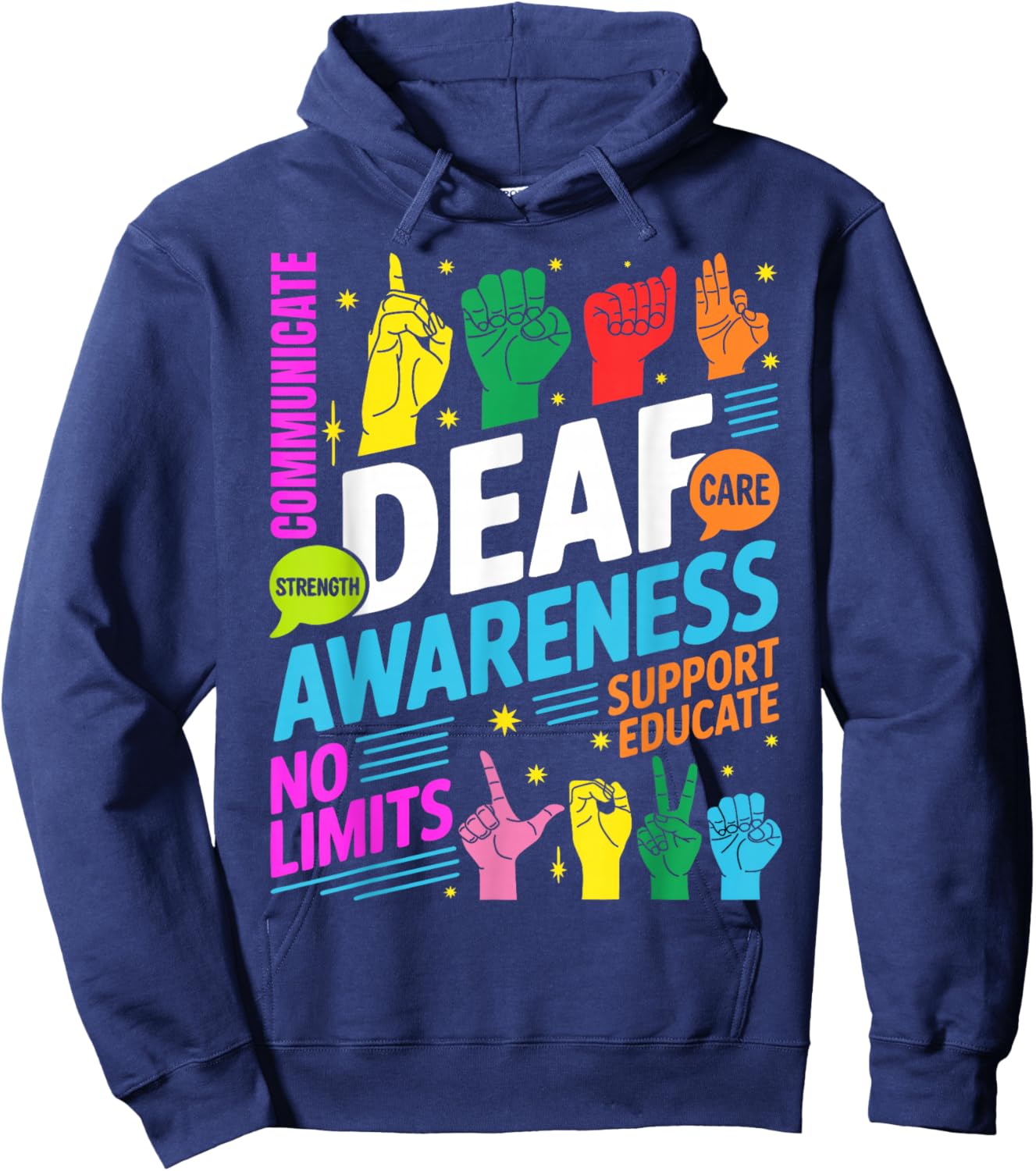 Deaf Awareness Month Inclusion CODA Support ASL Hoodie - Hoodie | Navy