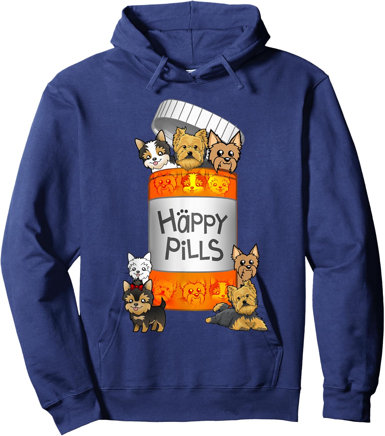 Yorkie Happy Pills Hoodie - Hoodie | Navy