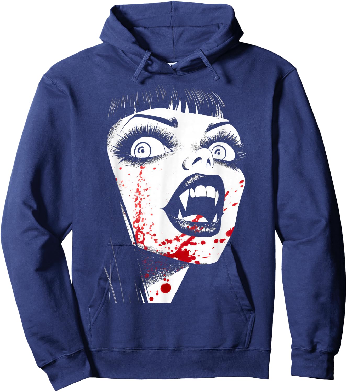 Vampish Vampiress Bares Her Fangs Hoodie - Hoodie | Navy