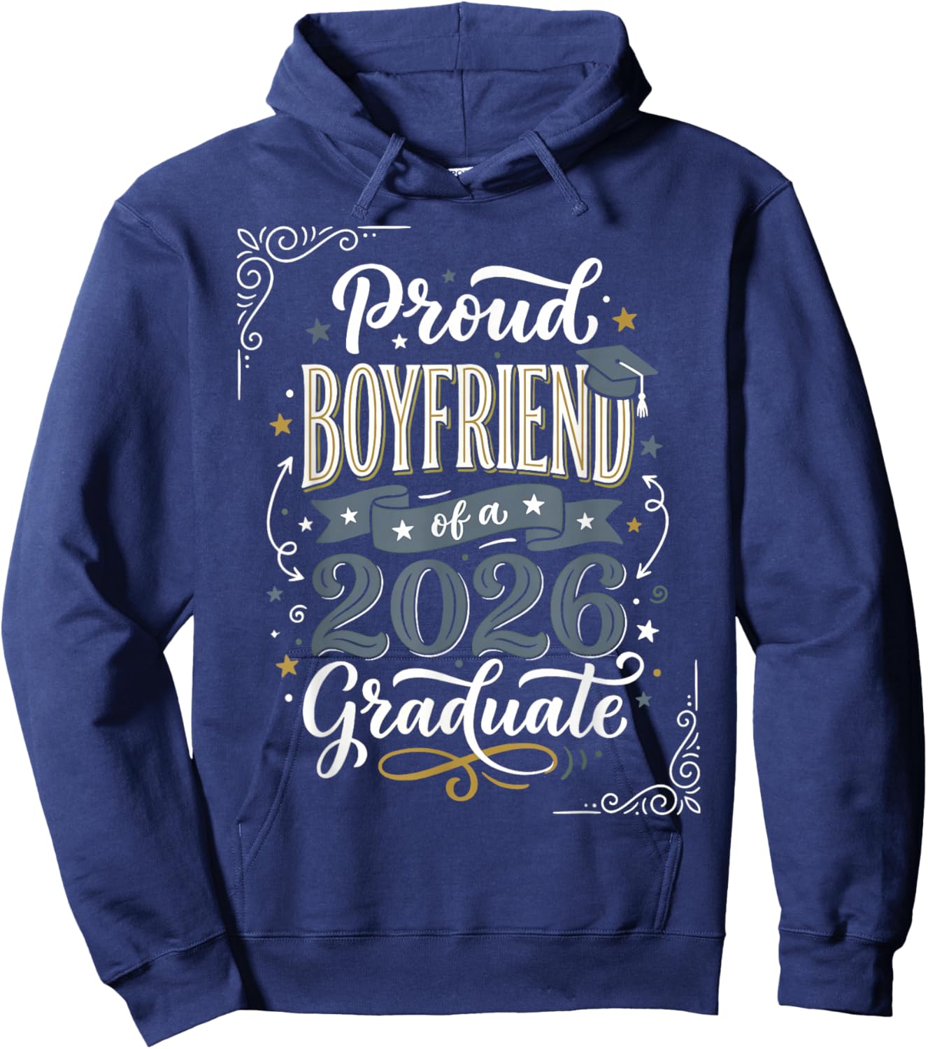 Proud Boyfriend of a 2026 Graduate Senior Family Graduation Hoodie - Hoodie | Navy