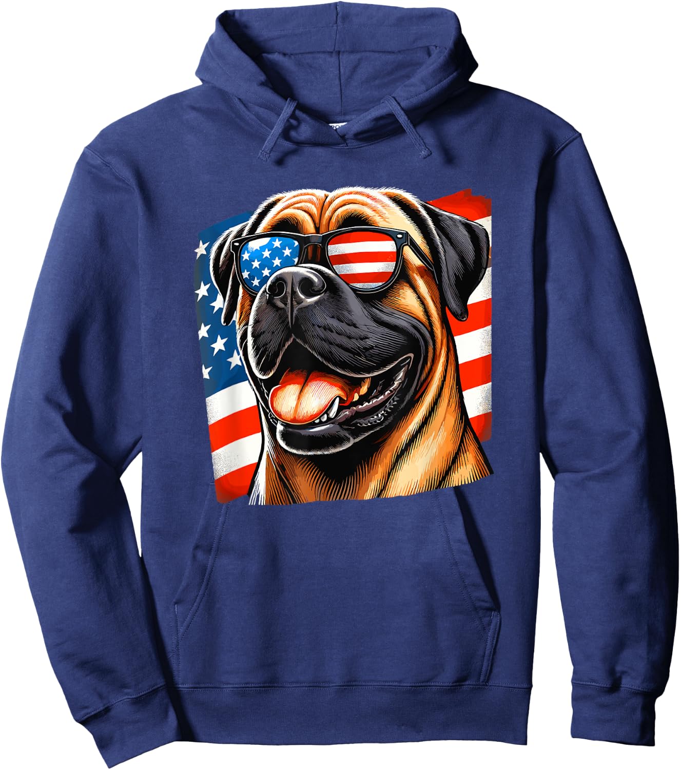 American USA Flag Bullmastiff Bullmastiffs 4th Of July Hoodie - Hoodie | Navy