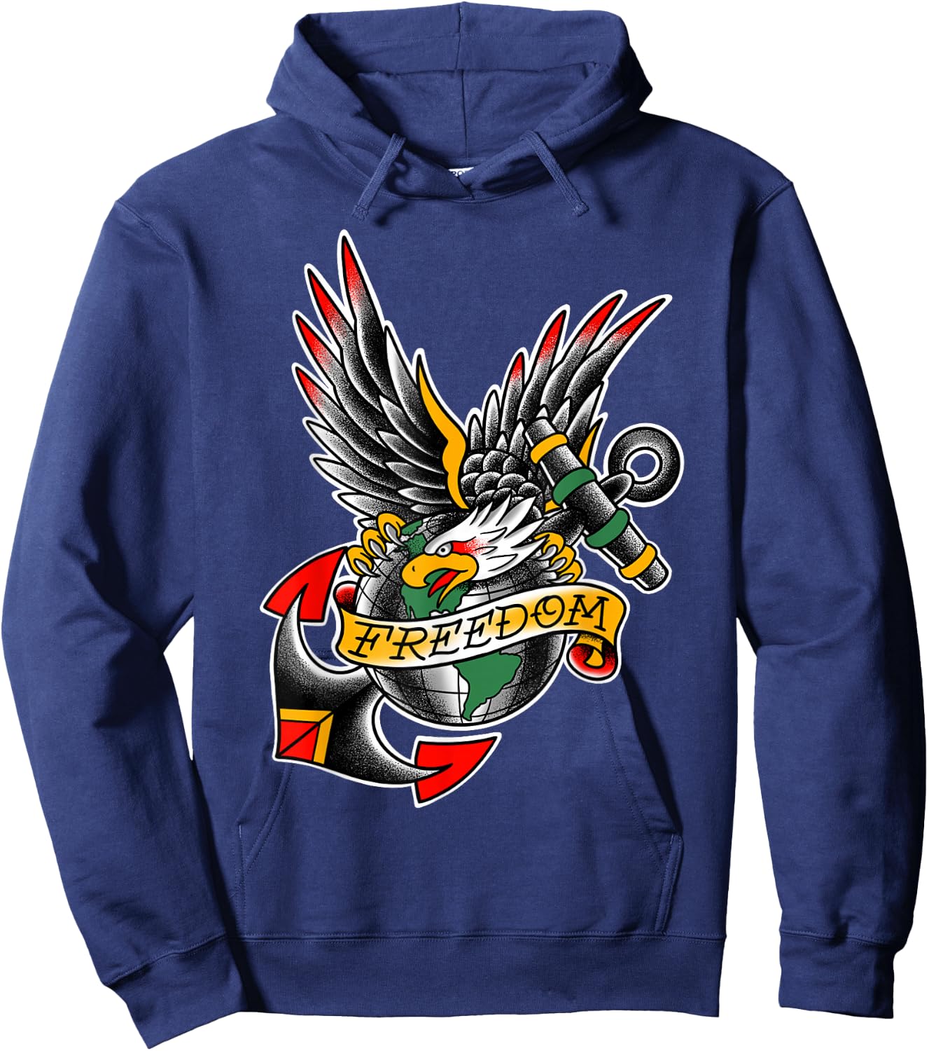 USA Traditional Tattoo style Bald Eagle (Freedom) Hoodie - Hoodie | Navy
