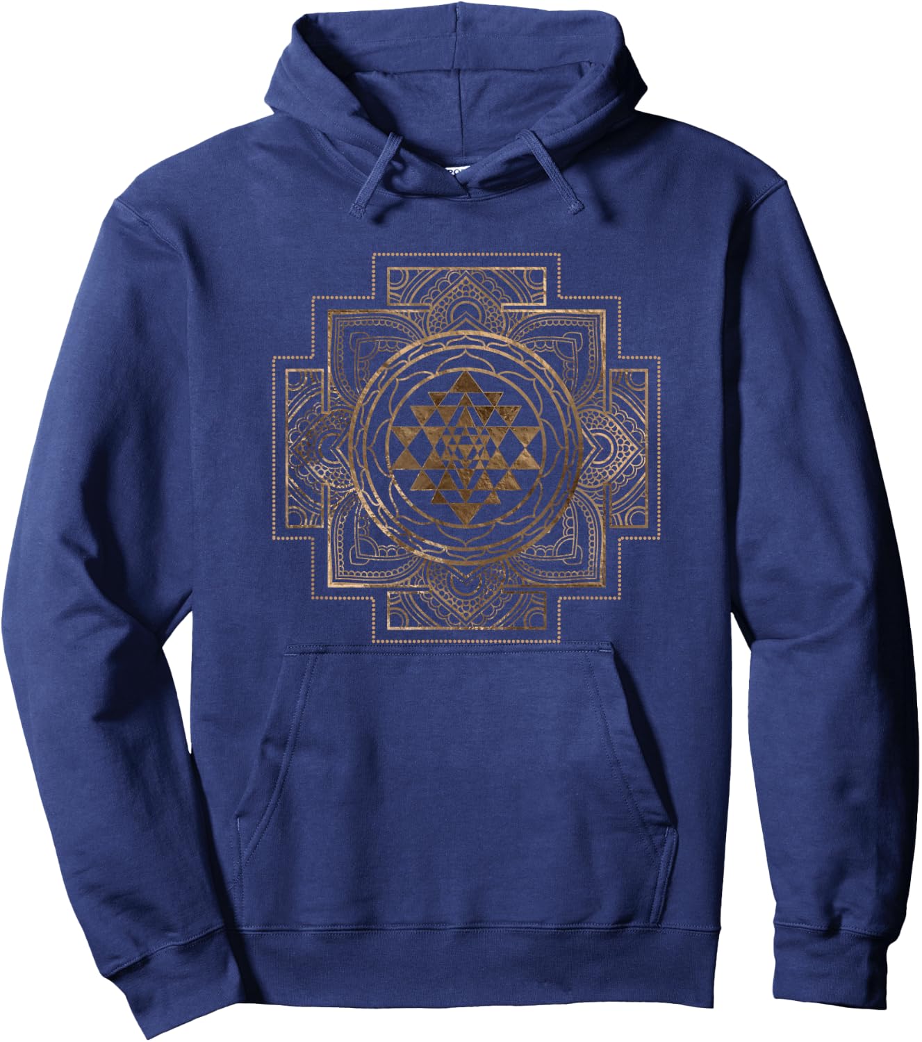 Creativemotions Women's Yoga School Modern Geometry Sri Yantra - Sri Chakra , Black, Small Hoodie - Hoodie | Navy