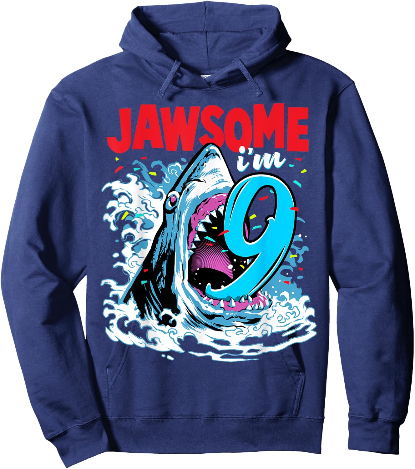 Kids 9th Birthday Shark 9 | Jawsome Nine Year Old Bday Gift Hoodie - Hoodie | Navy
