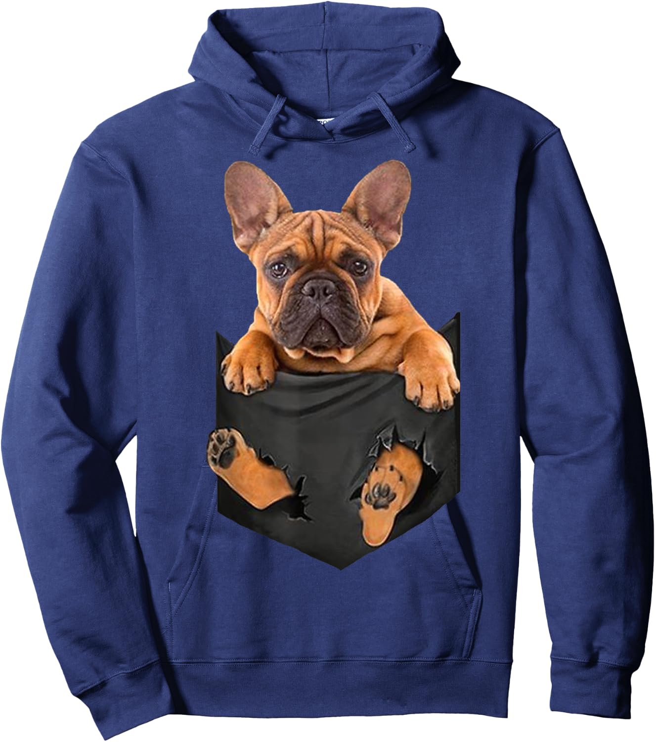 French Bulldog In a Pocket Mid T Shirt, Dog Inside Me Hoodie - Hoodie | Navy