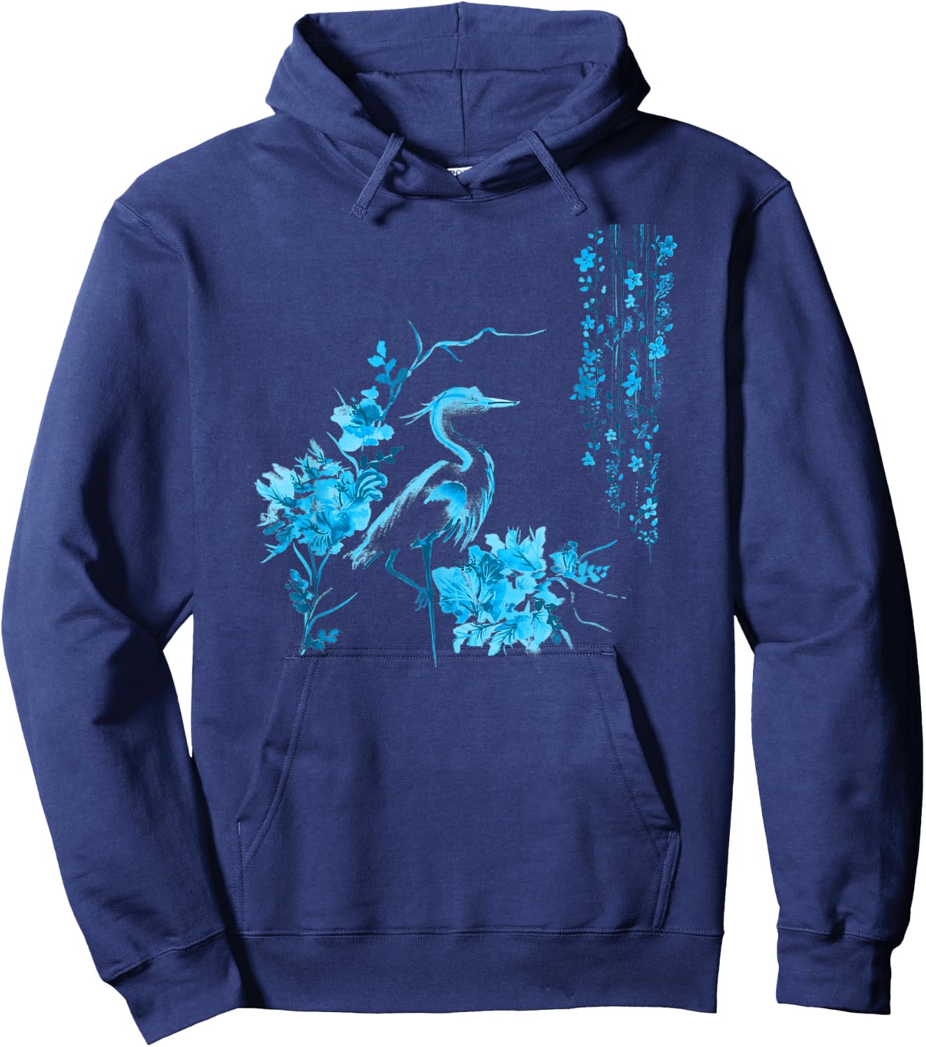 Japanese Art Crane Bird Fresh Garden Stylish Design Hoodie - Hoodie | Navy