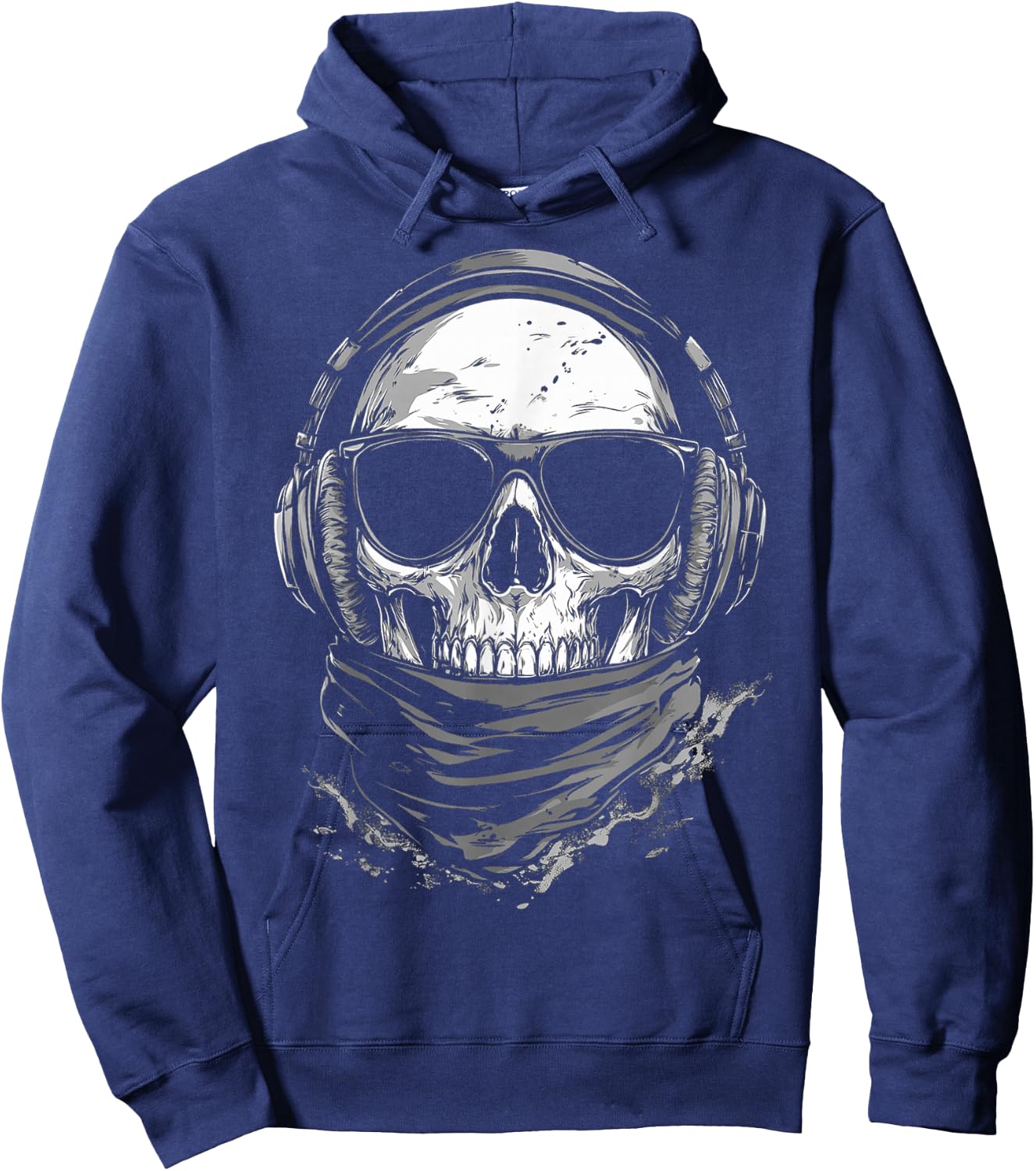 Skull Music Headphone Motif Sunglasses Artwork Skull Hoodie - Hoodie | Navy