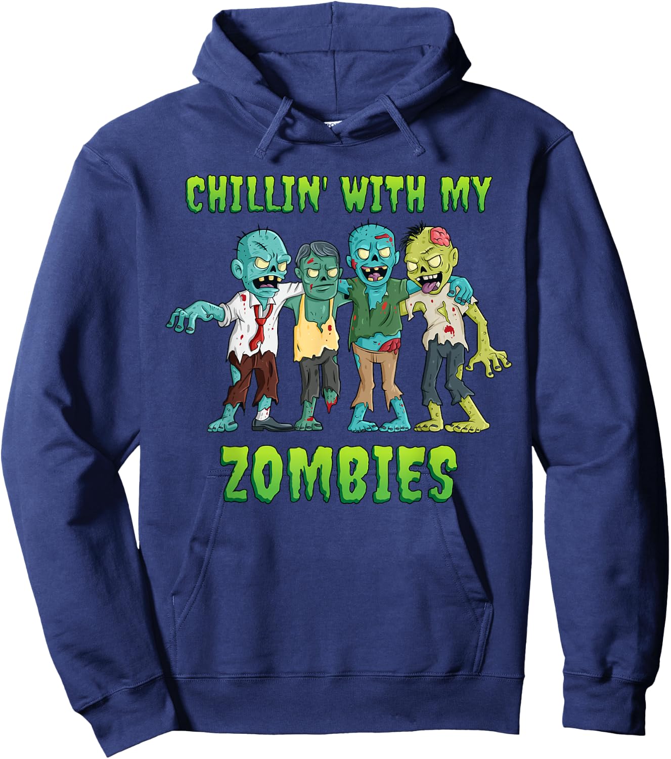 Chillin With My Zombies Halloween Boys Kids Funny Hoodie - Hoodie | Navy