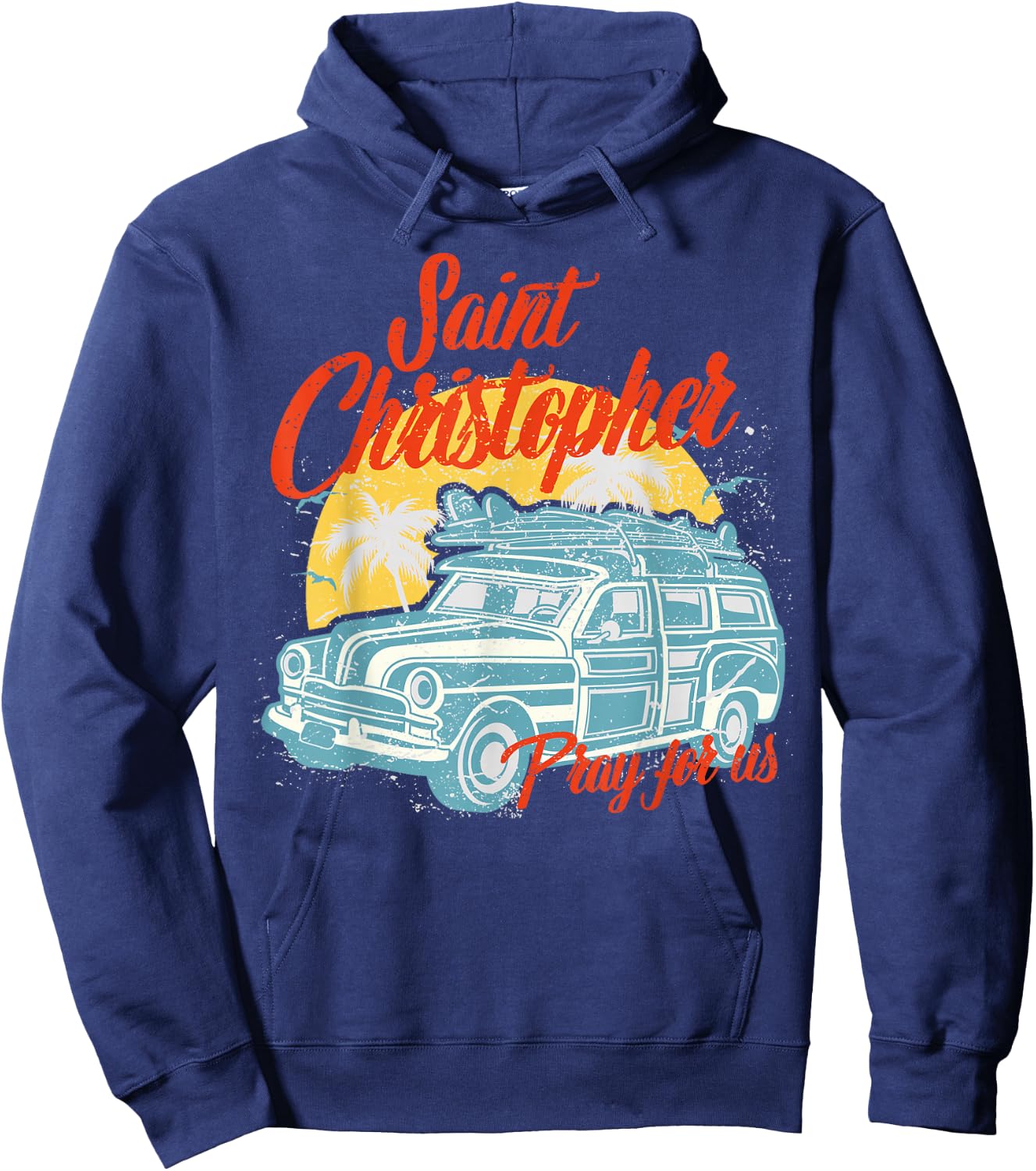 Saint Christopher Surfer Dude Surfing Men Beach Catholic Hoodie - Hoodie | Navy
