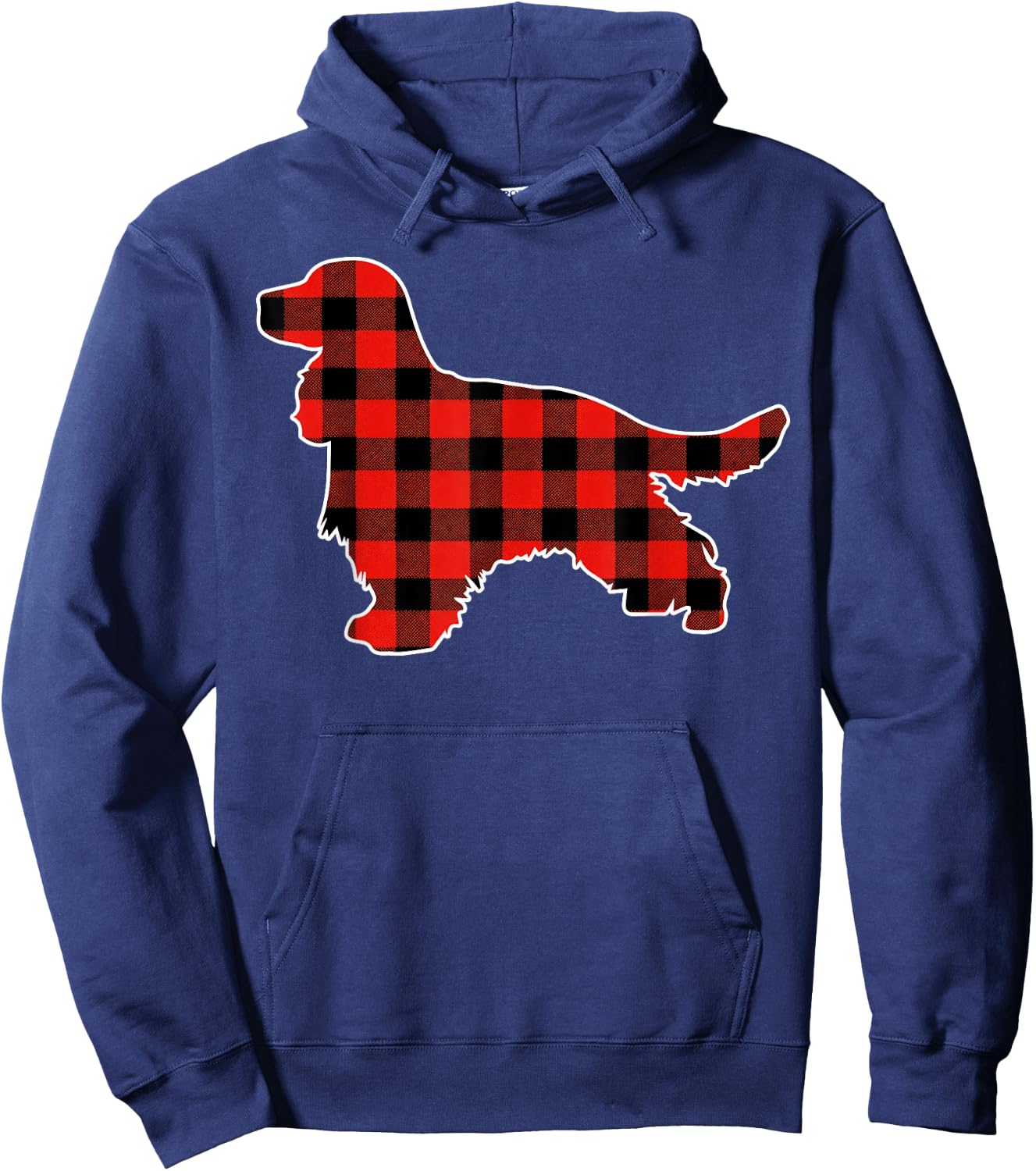 Red Buffalo Plaid Pajama English Cocker Spaniel Christmas Hoodie - Hoodie | Navy