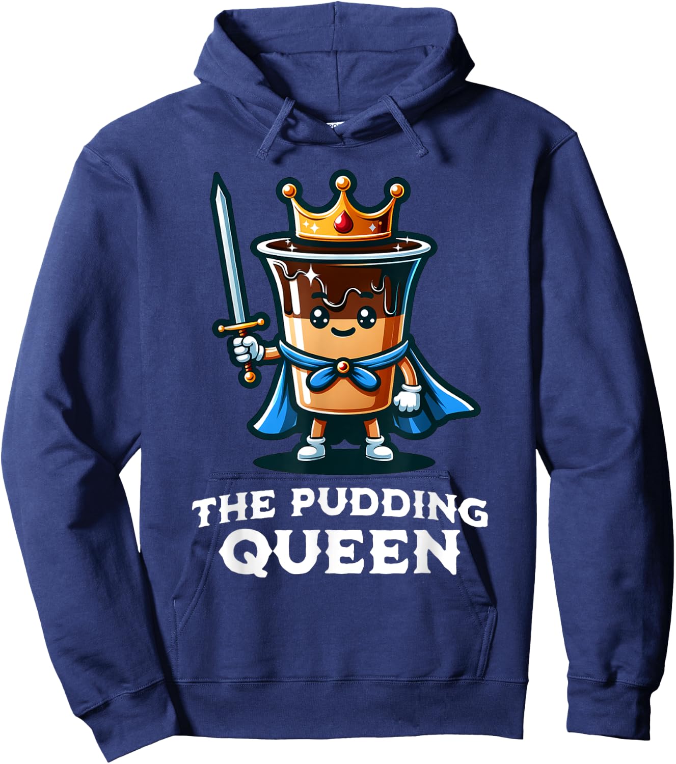 Pudding Queen Funny Pudding Lover Illustration Hoodie - Hoodie | Navy